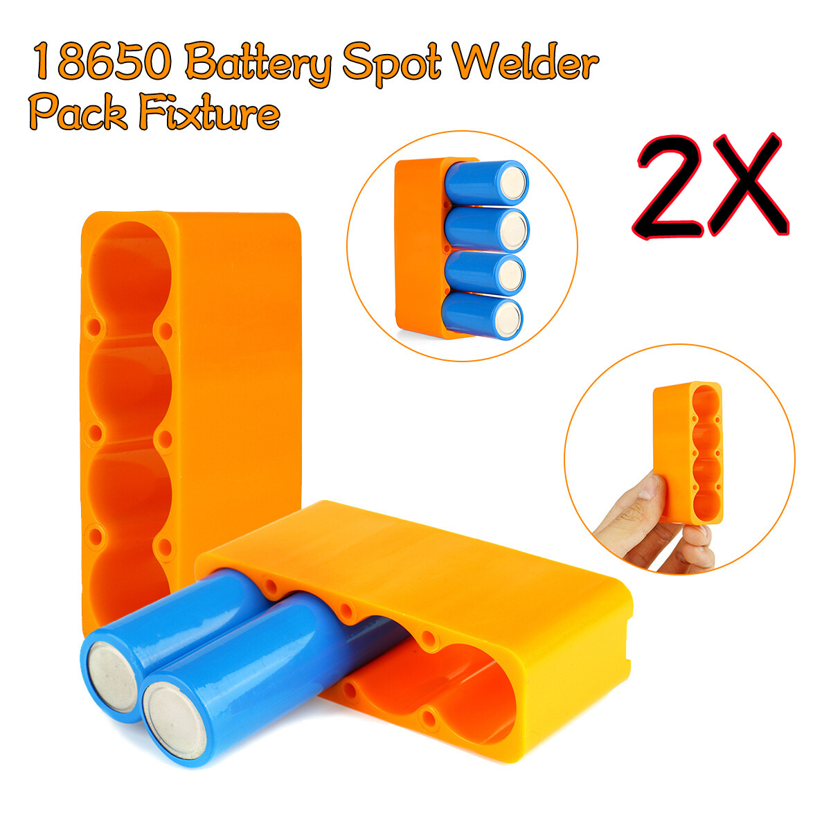 2X 18650 Battery Pack Fixture Spot Welding Clamp Fixation Mold Holder 4-Section
