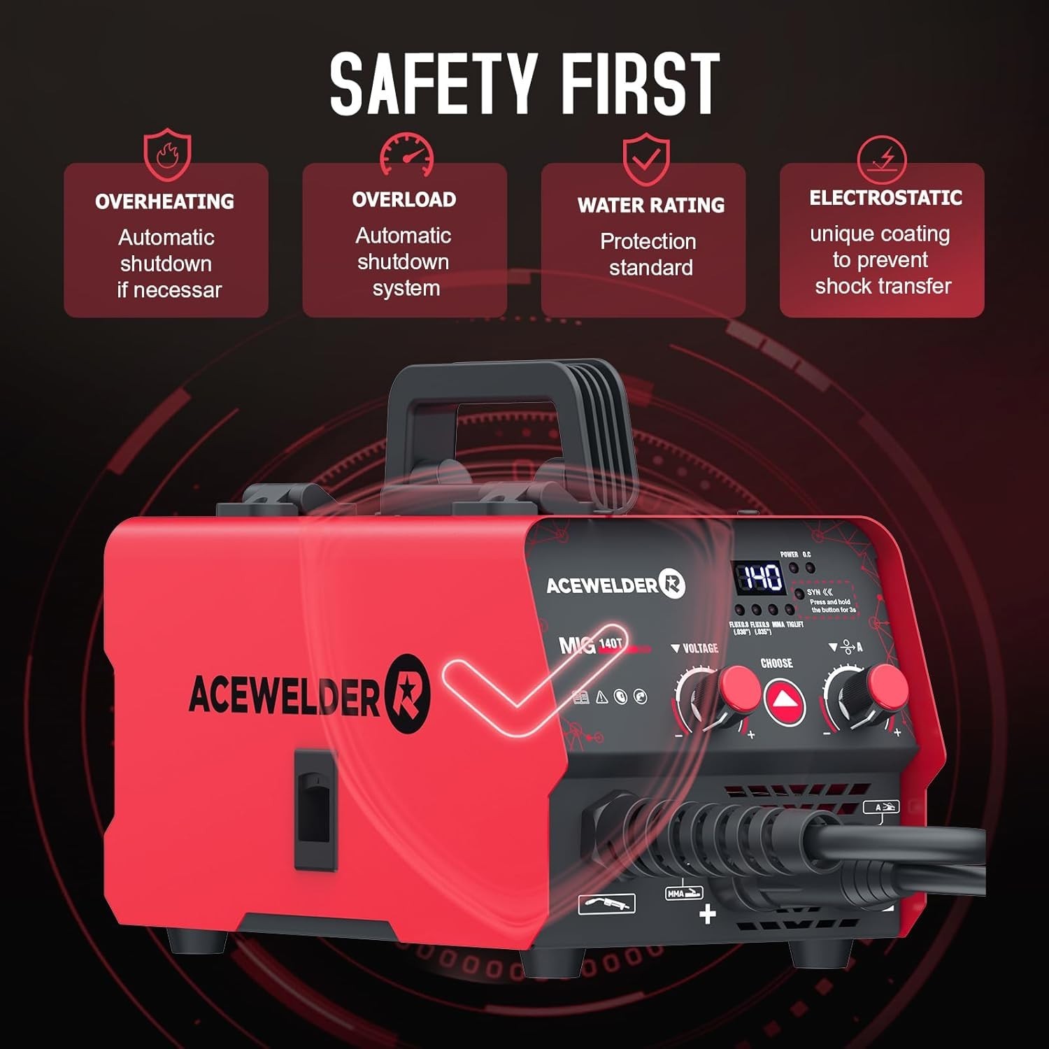 3 IN 1 Welder 140A Gasless Flux MIG/Lift Tig/Stick Welding Machine 110V Inverter