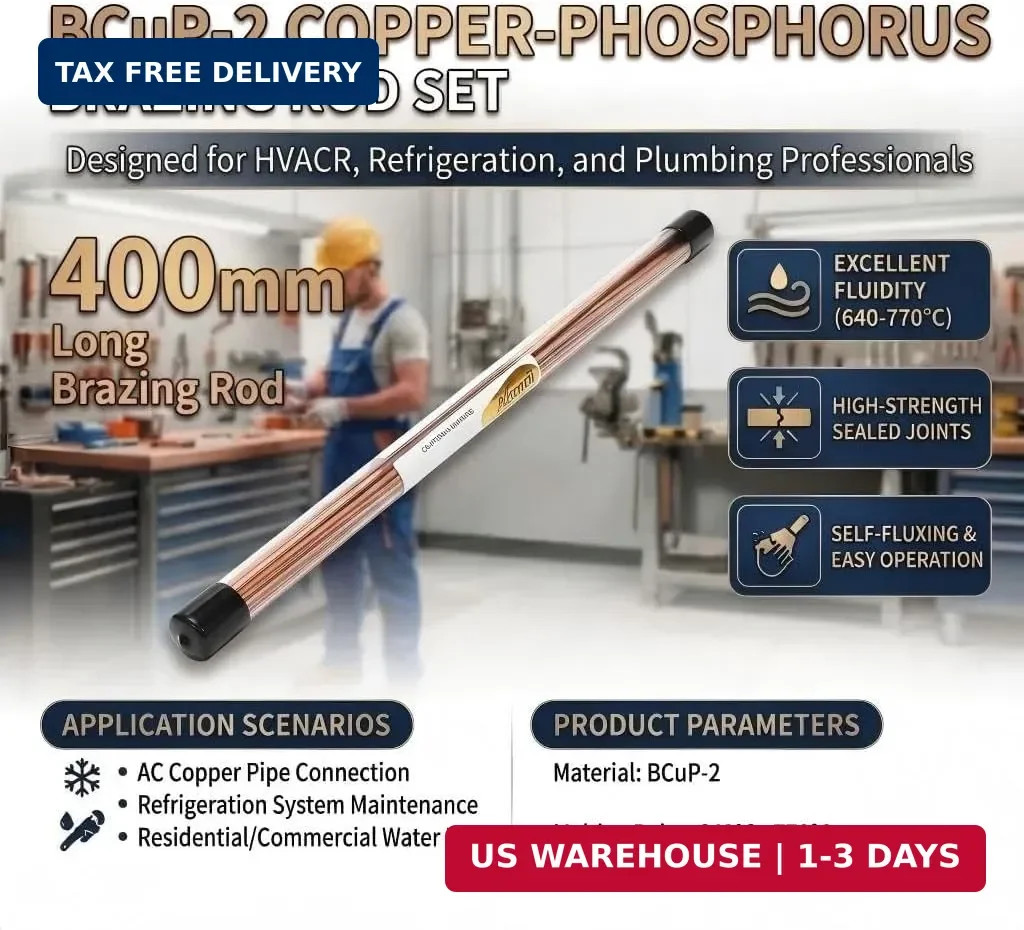 Brazing Rods, Copper Phosphorus 15.7″ HVAC Brazing Rods with Flux Coating, Low M