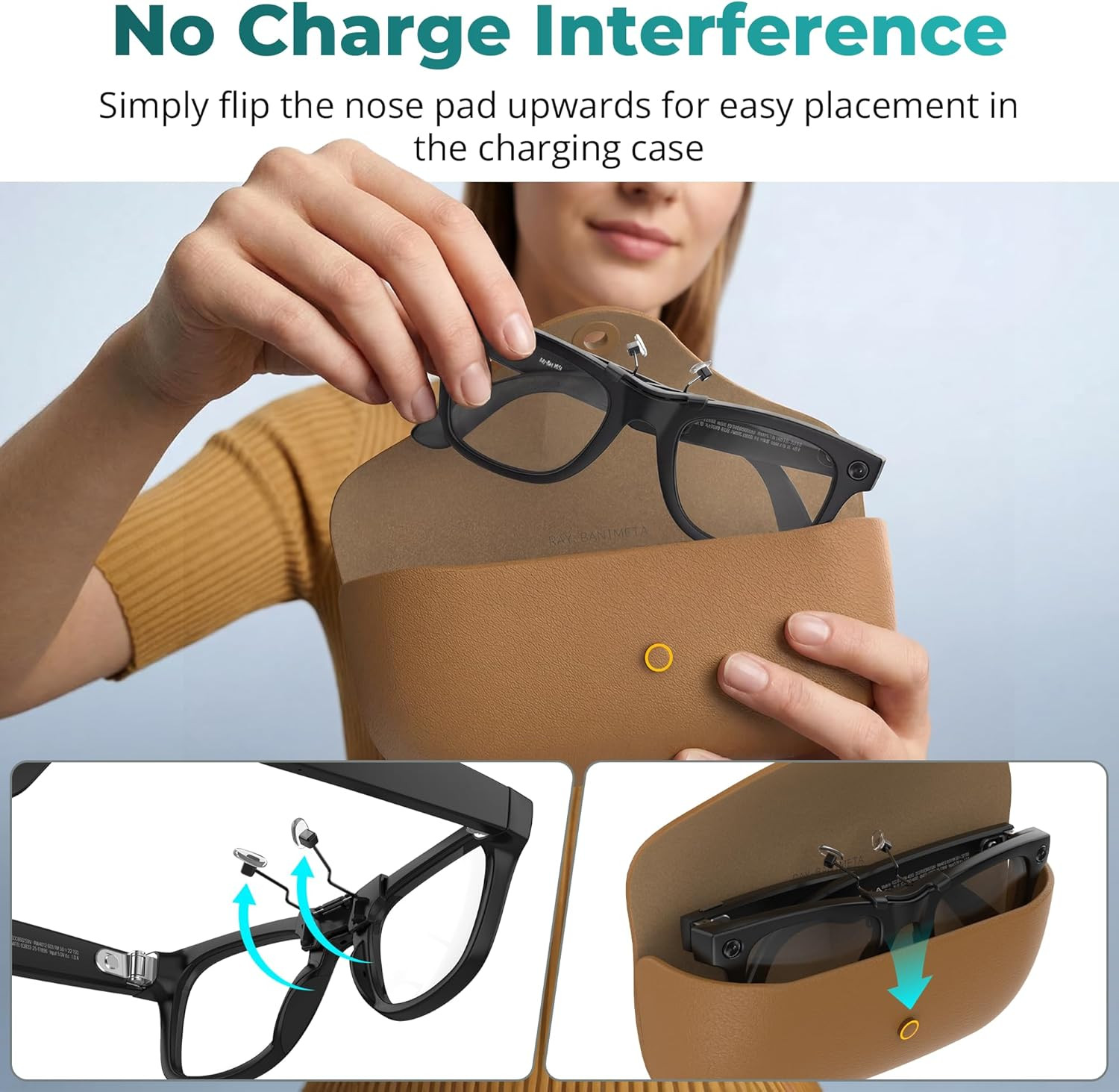 Anti-Slip Nose Pads for Ray-Ban Meta Wayfarer RW4006/RW4012, 50-22
