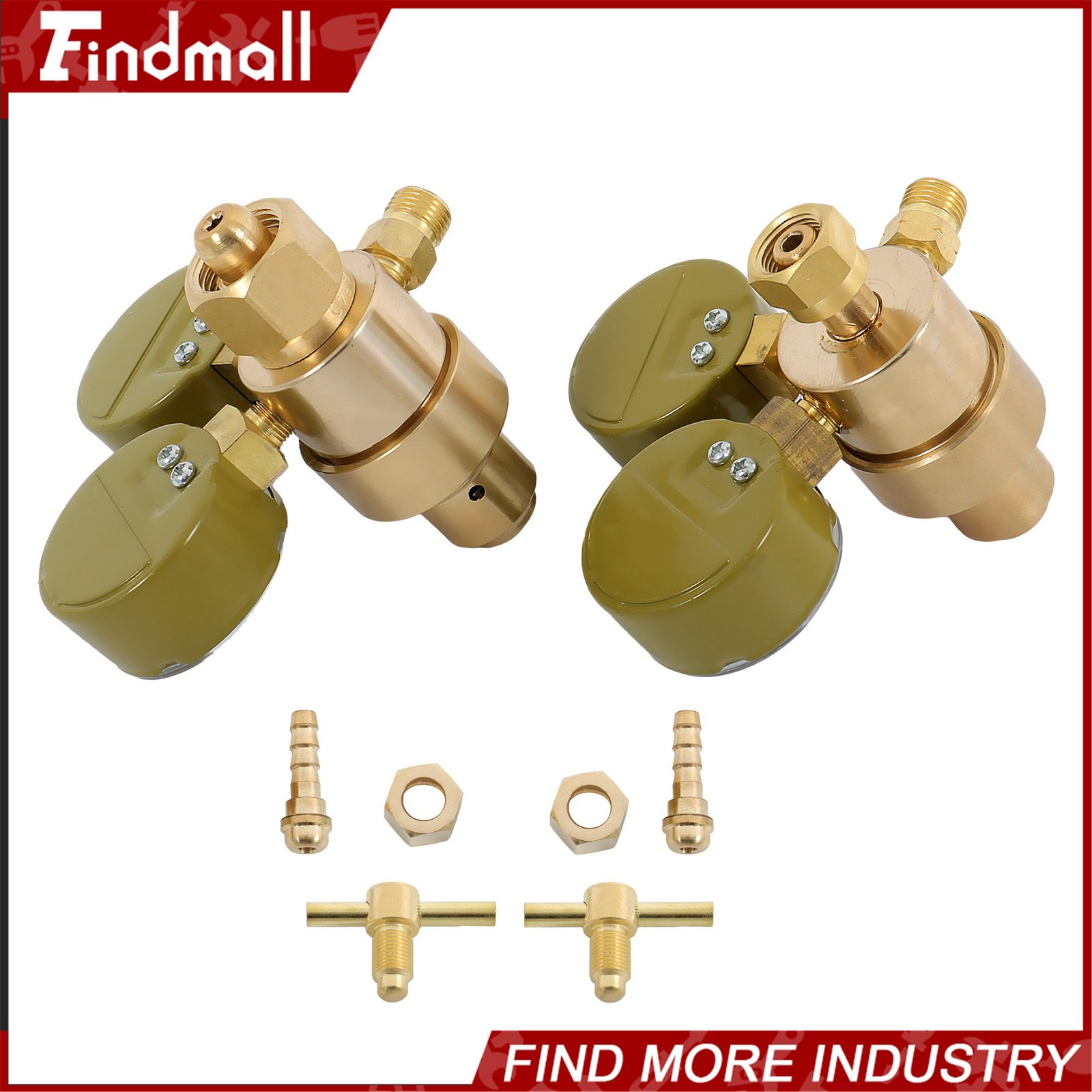Findmall Solid Brass Oxygen and Acetylene Regulators, CGA540 and CGA200