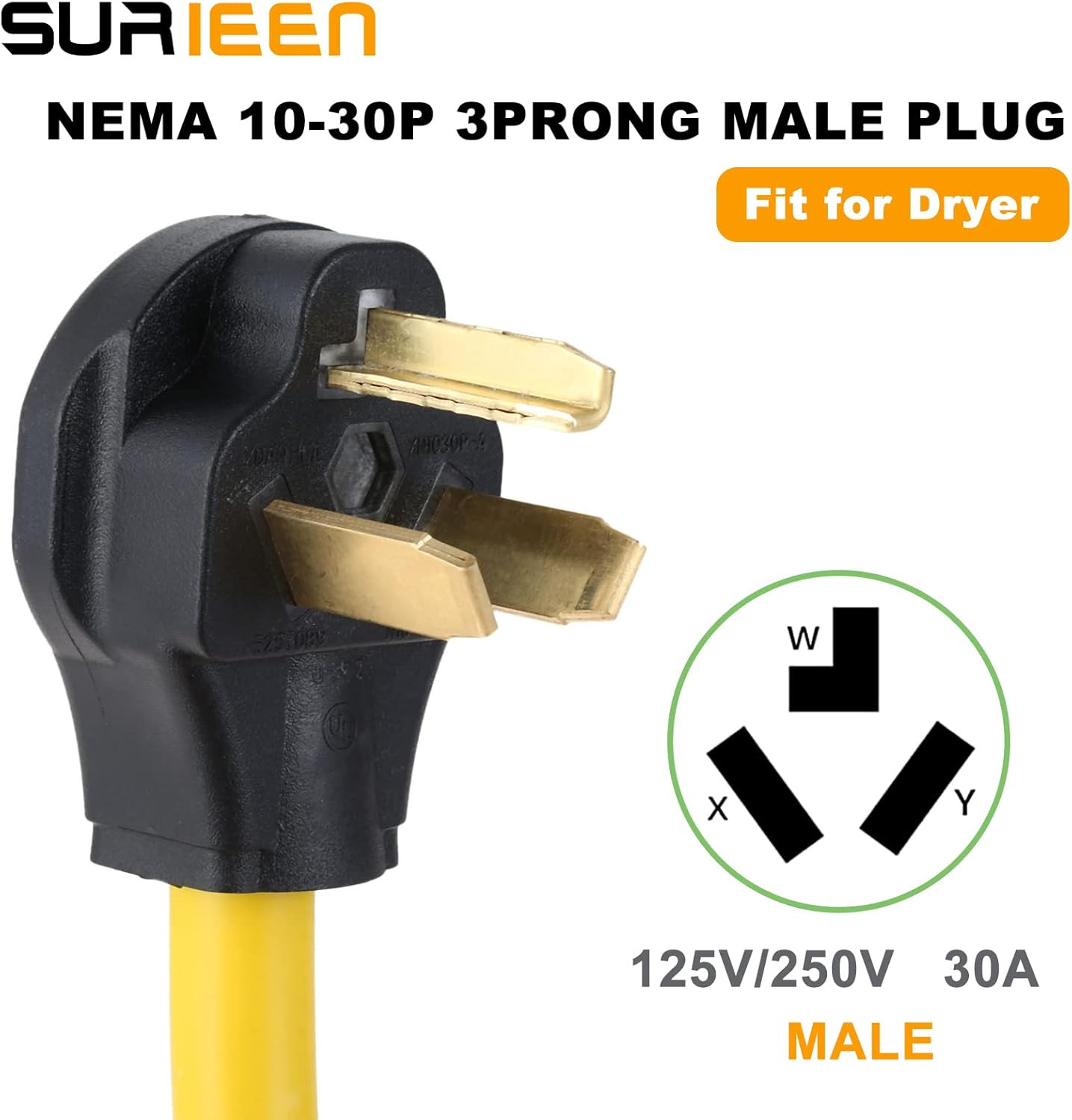 NEMA 10-30P to 6-50R Welding Adapter Cord, 30 Amp 3 Prong Male Plug to 50 Amp Fe