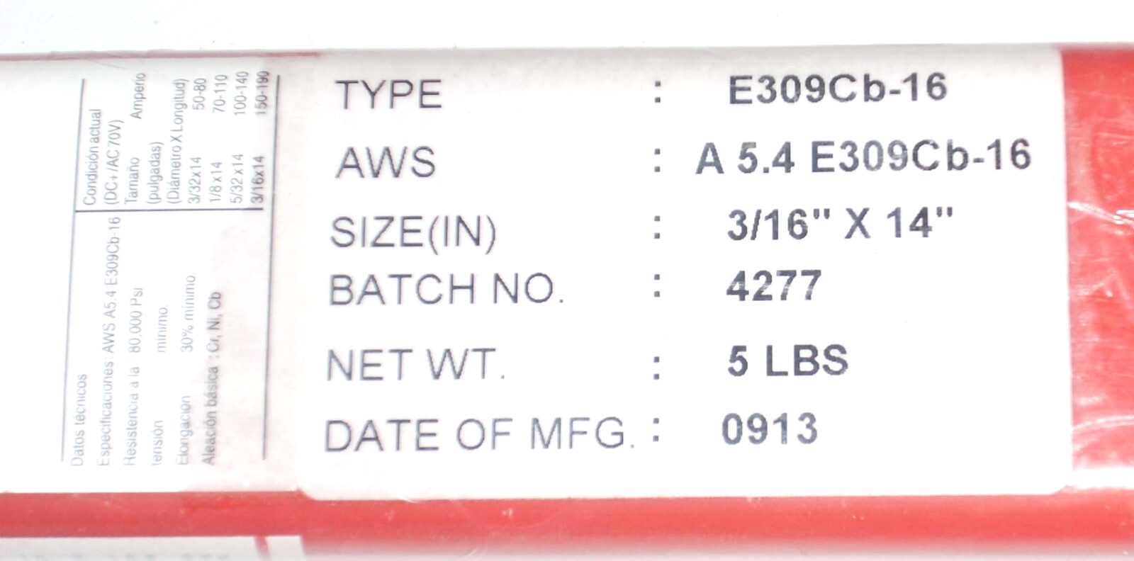 Westward E309Cb-16 Stainless Steel Welding Rods 3/16 x 14 in Electrodes – 5 lb