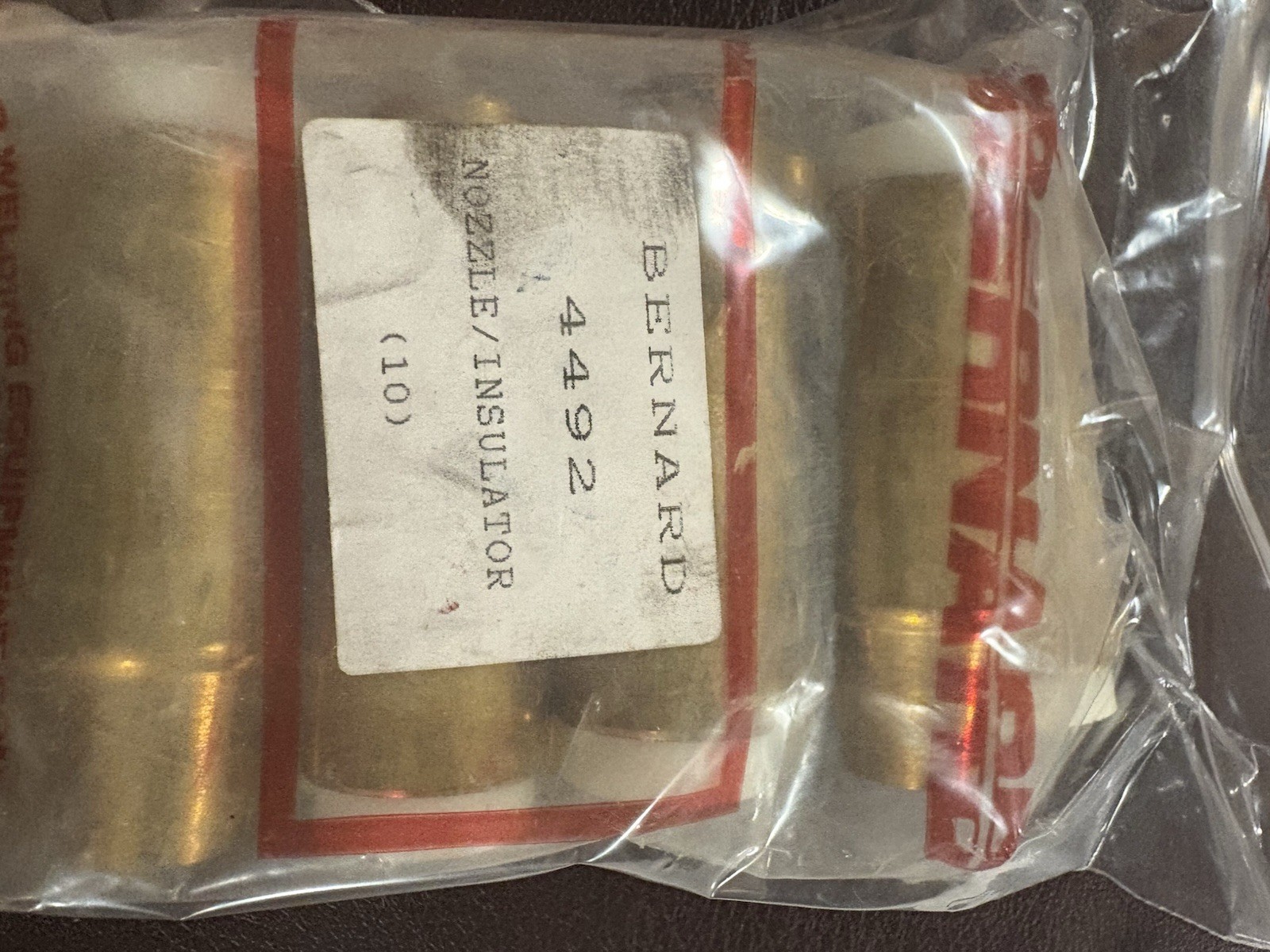Pack of 10-Bernard 4492 Nozzle/Insulator Assembly Brass 400 Amp Tapered