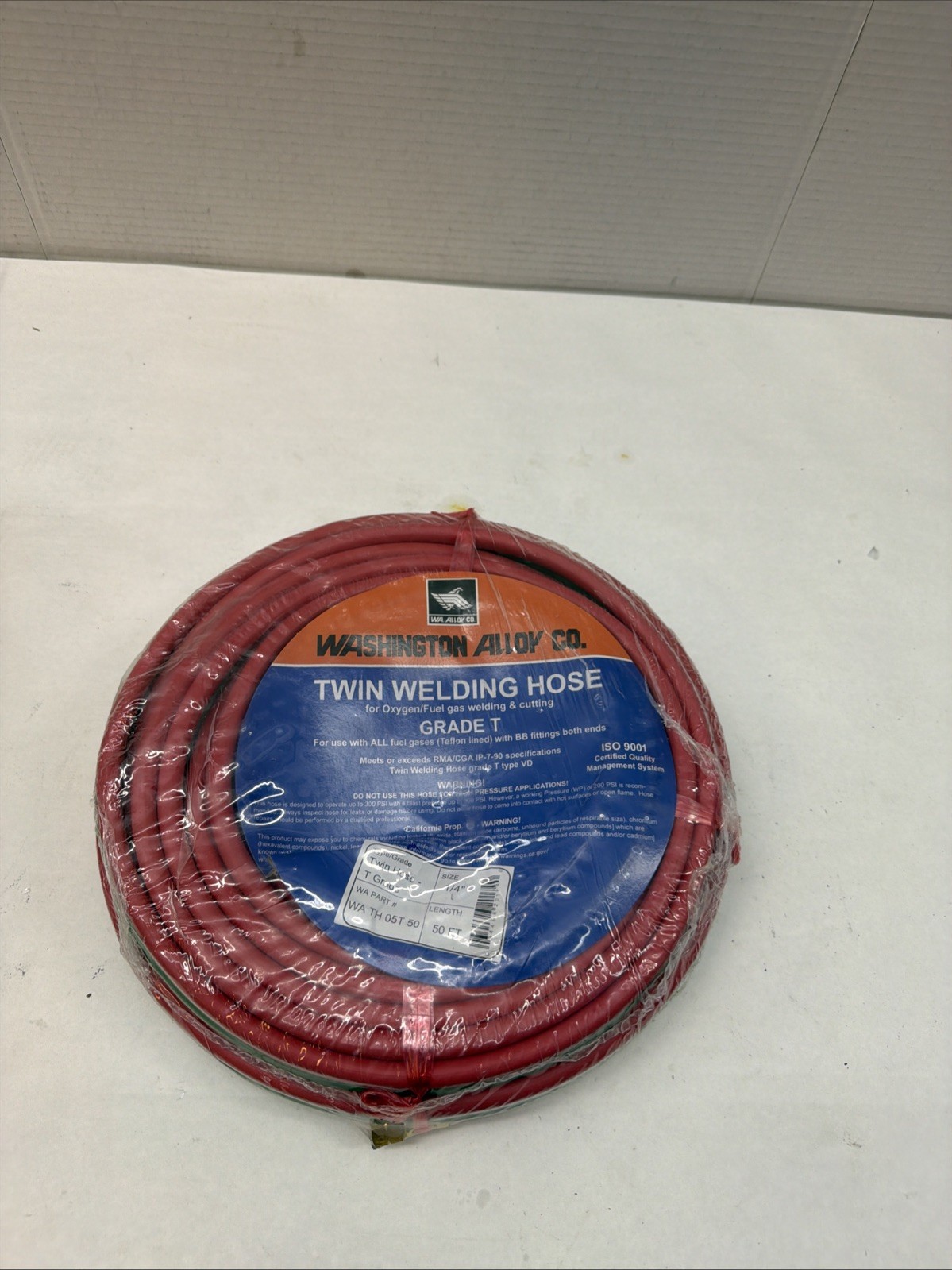 Washington Alloy Twin Welding Hose Grade R 1/4″ x 50ft WA TH 05T 50 Red/Green