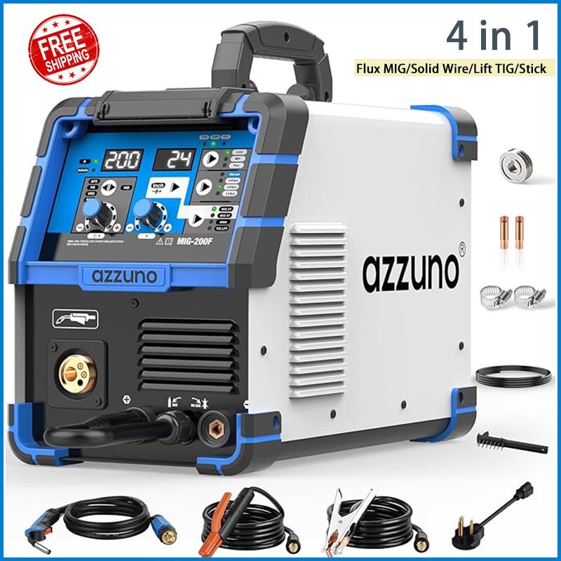 AZZUNO 4 in 1 200A MIG Welder 110V/220V Gas Gasless Welding Machine ARC Welder
