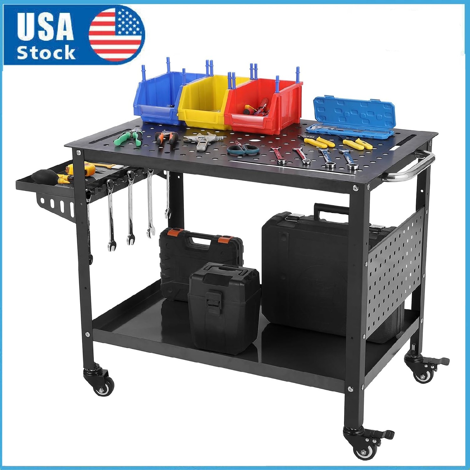 36″x24″ Steel Welding Table ,Portable Heavy Duty Welding Workbench with Wheels