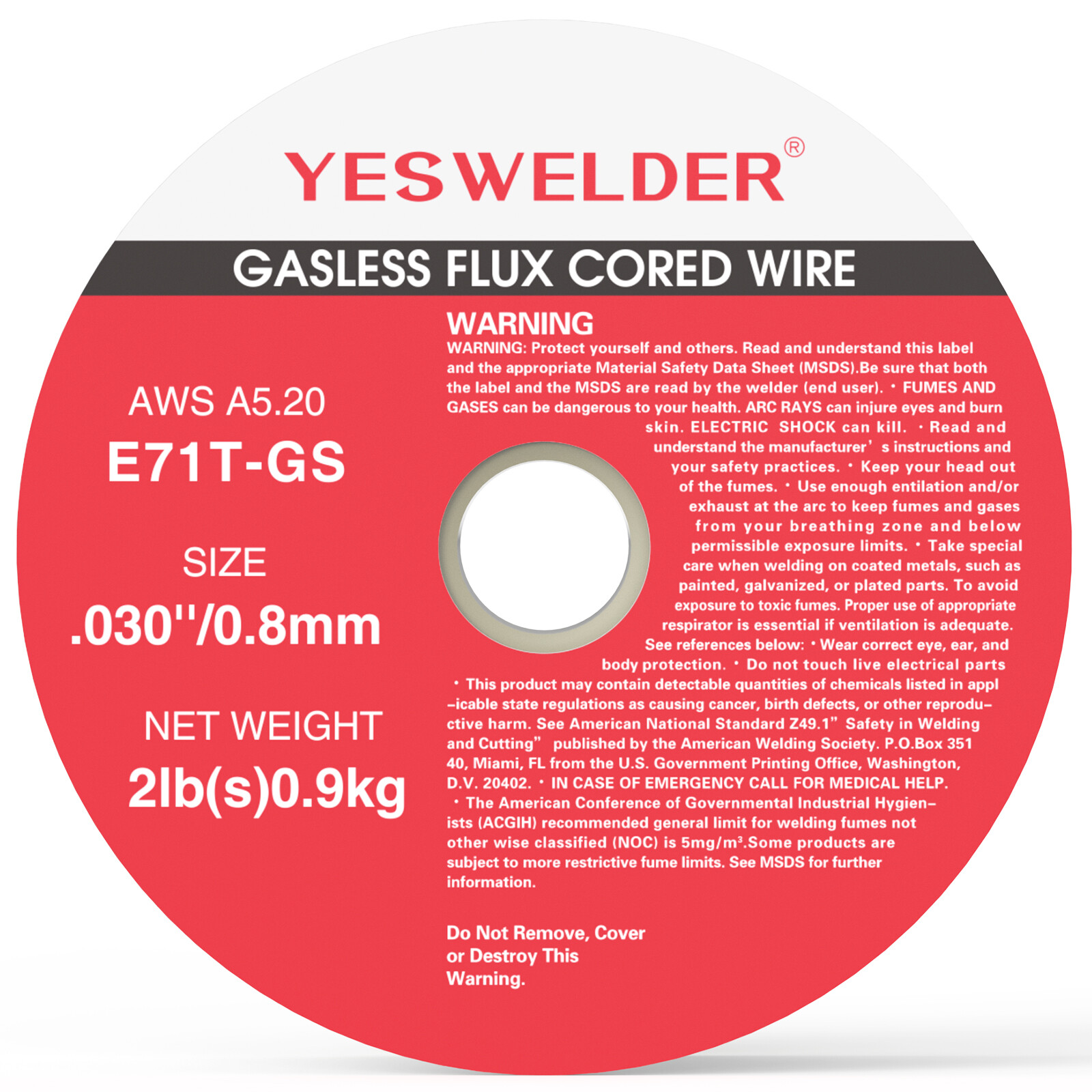 Flux Core Gasless Mig Wire Mild Steel-E71TGS .030″ Diameter 2Lbs Spool (3 Rolls)