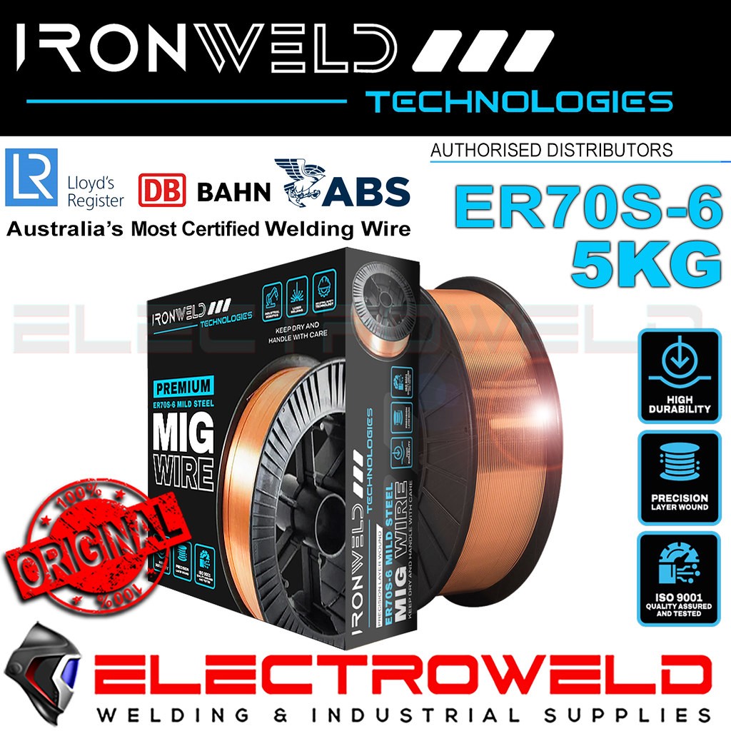 1kg IRONWELD ER70S-6 Mild Steel Mig Welding Wire .6 .8mm .9mm Gas Shielded Spool