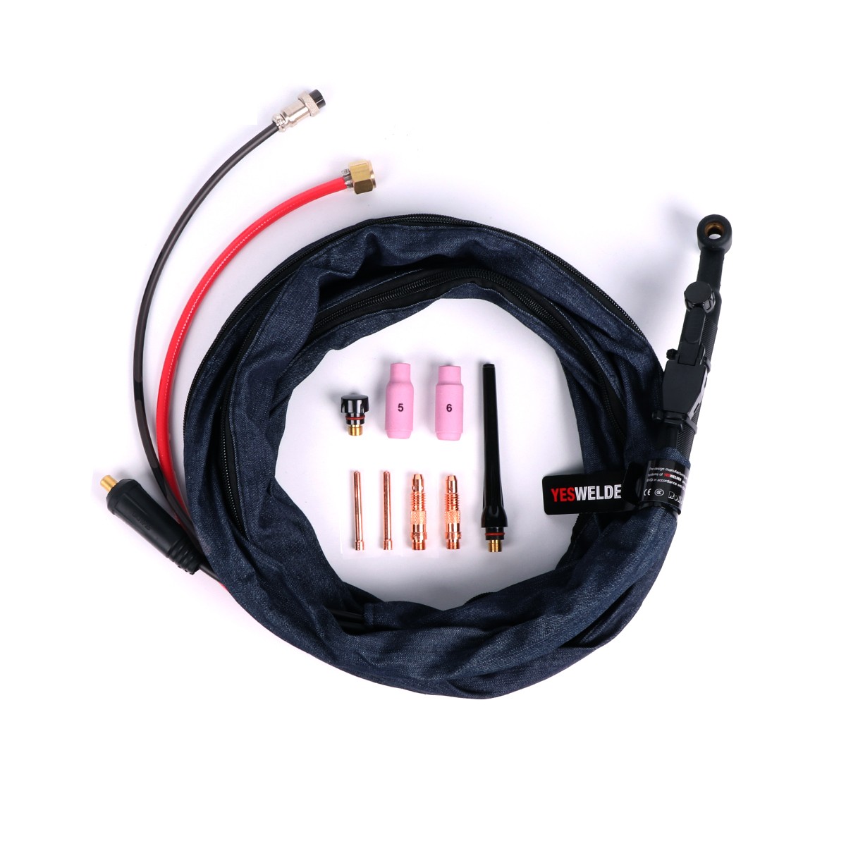 YESWELDER TIG Torch 4M Split WP-17V Valve Miller Plug with TIG Consumables