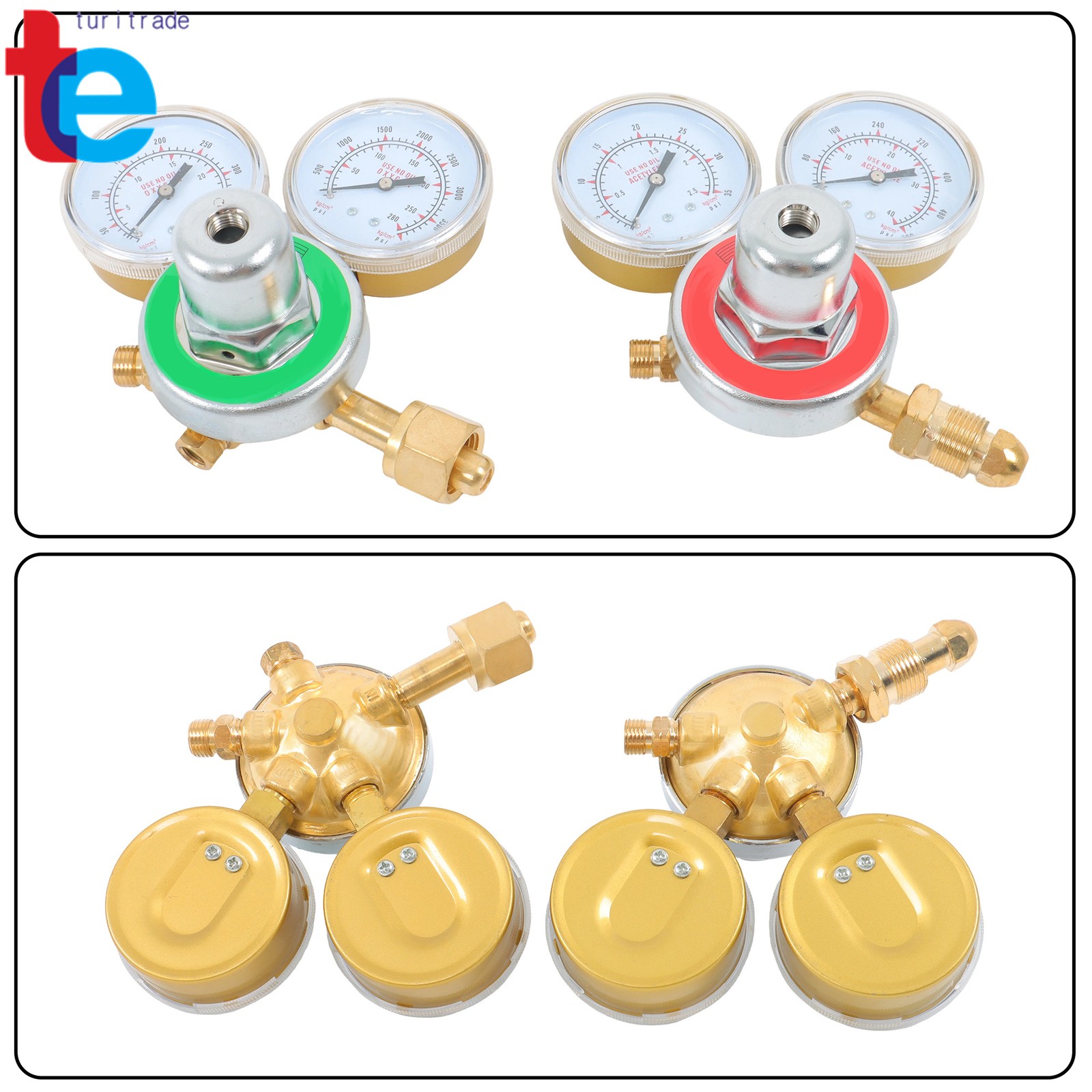 Welding Torch Kit Brass Oxygen CGA-540 & Acetylene CGA-510 Regulators Gauges