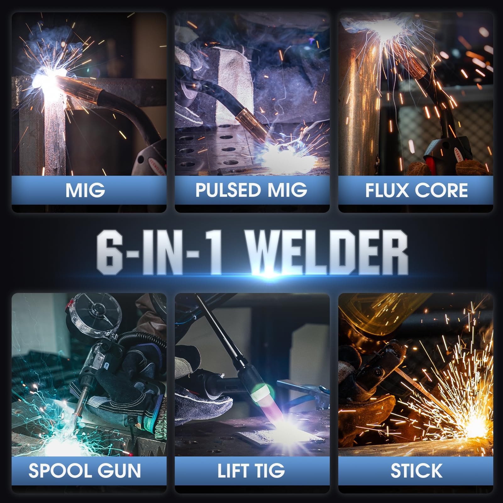 YESWELDER Firstess SP200 MIG Welder Kit, with Welding Gloves & Black, Red
