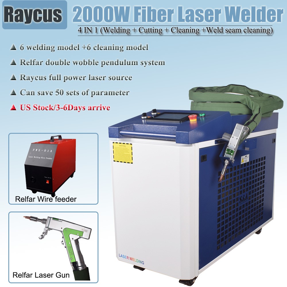 HandheldRaycus 2000W Fiber Laser Welder Welding Cutting Cleaning Machine US Ship