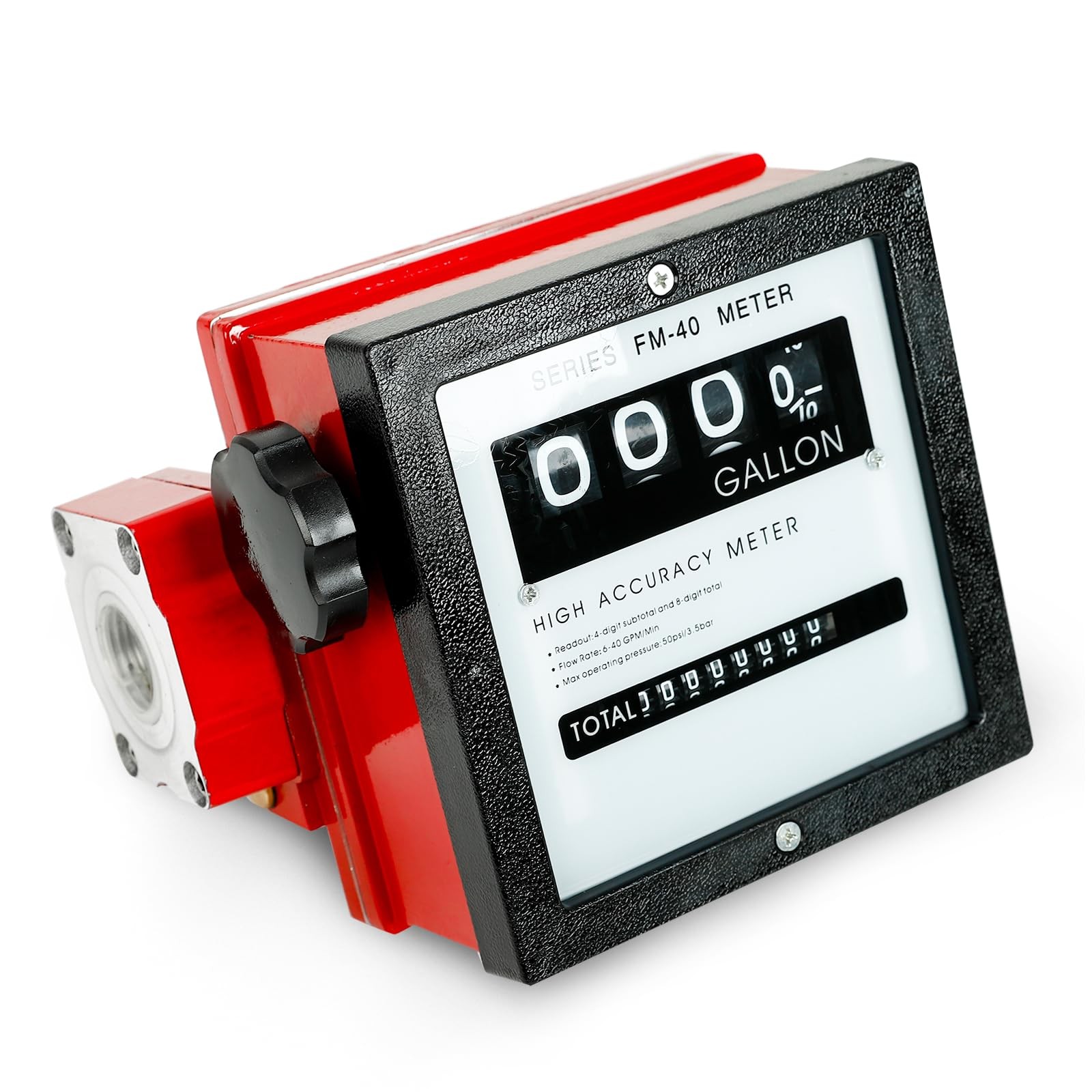 1 1/2″ (1.5 Inch) Aluminum Mechanical Fuel Flow Meter, FM-40 Series 4-52 GPM 4 D