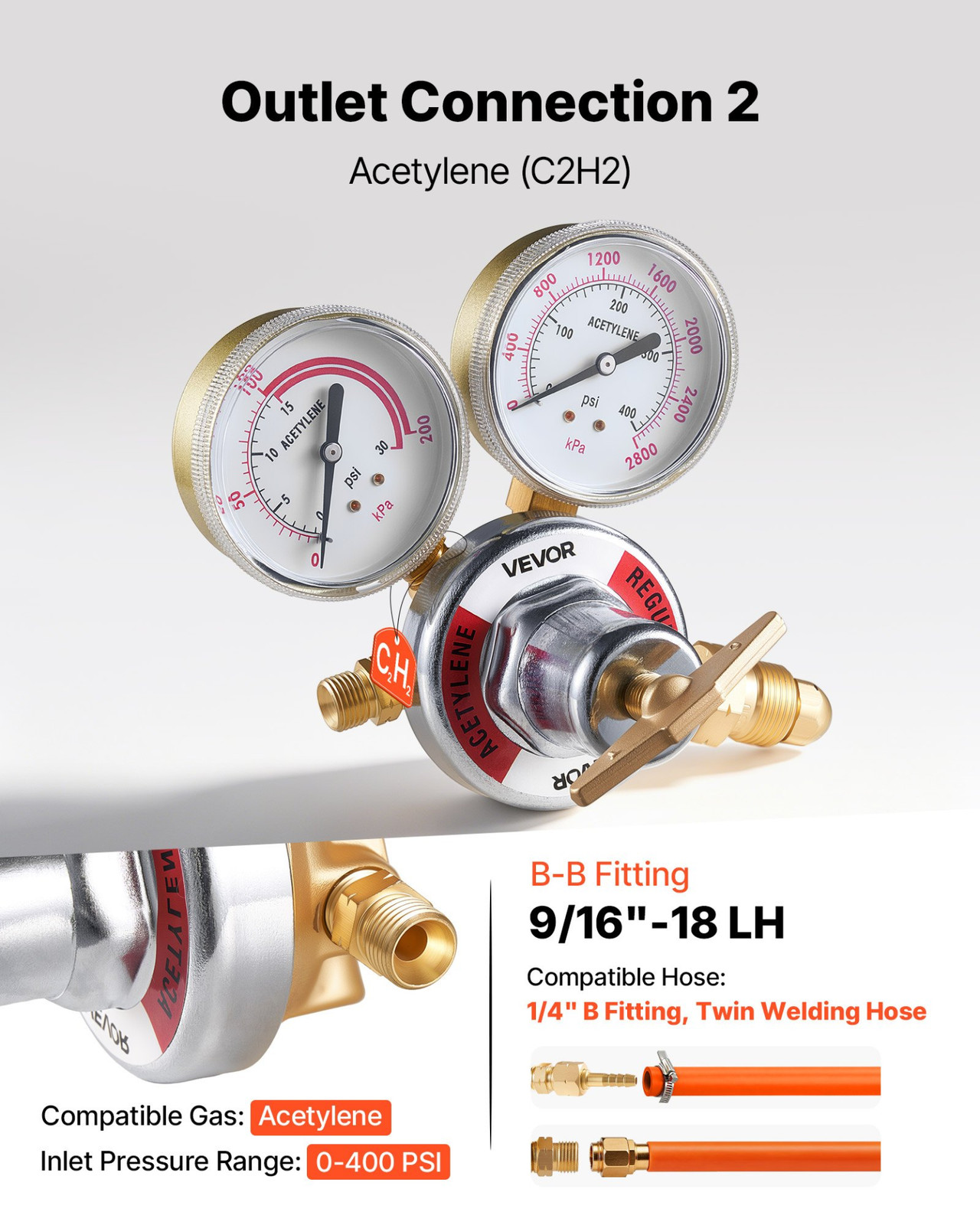 Oxygen Acetylene Regulator Set CGA540 CGA510 Welding Gauges 0-4000 PSI