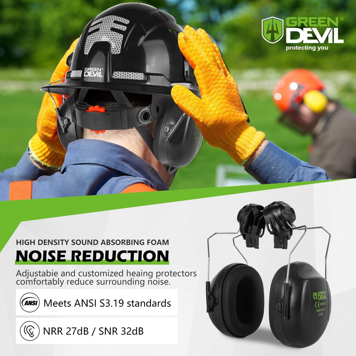GREEN DEVIL One Size, Black with Clear Built-in Visor and Mesh Face Shield
