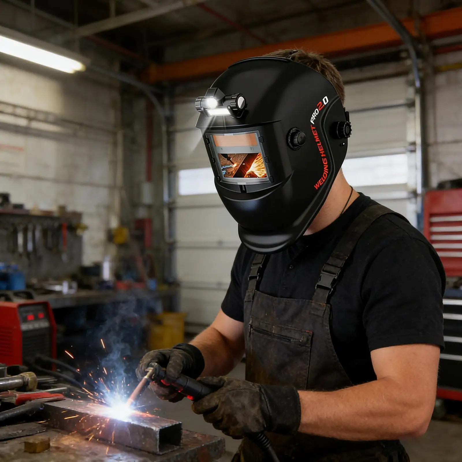 Solar-Powered True Color Auto Darkening Welding Helmet with Light for TIG MIG AR