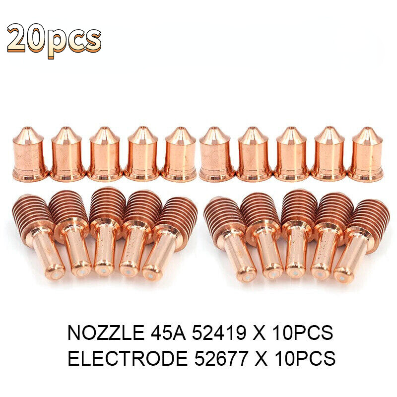 20pcs Hi-Q 45-125A 52677 Electrode 51419 Nozzle for TH-125 TM-125 Plama Torch