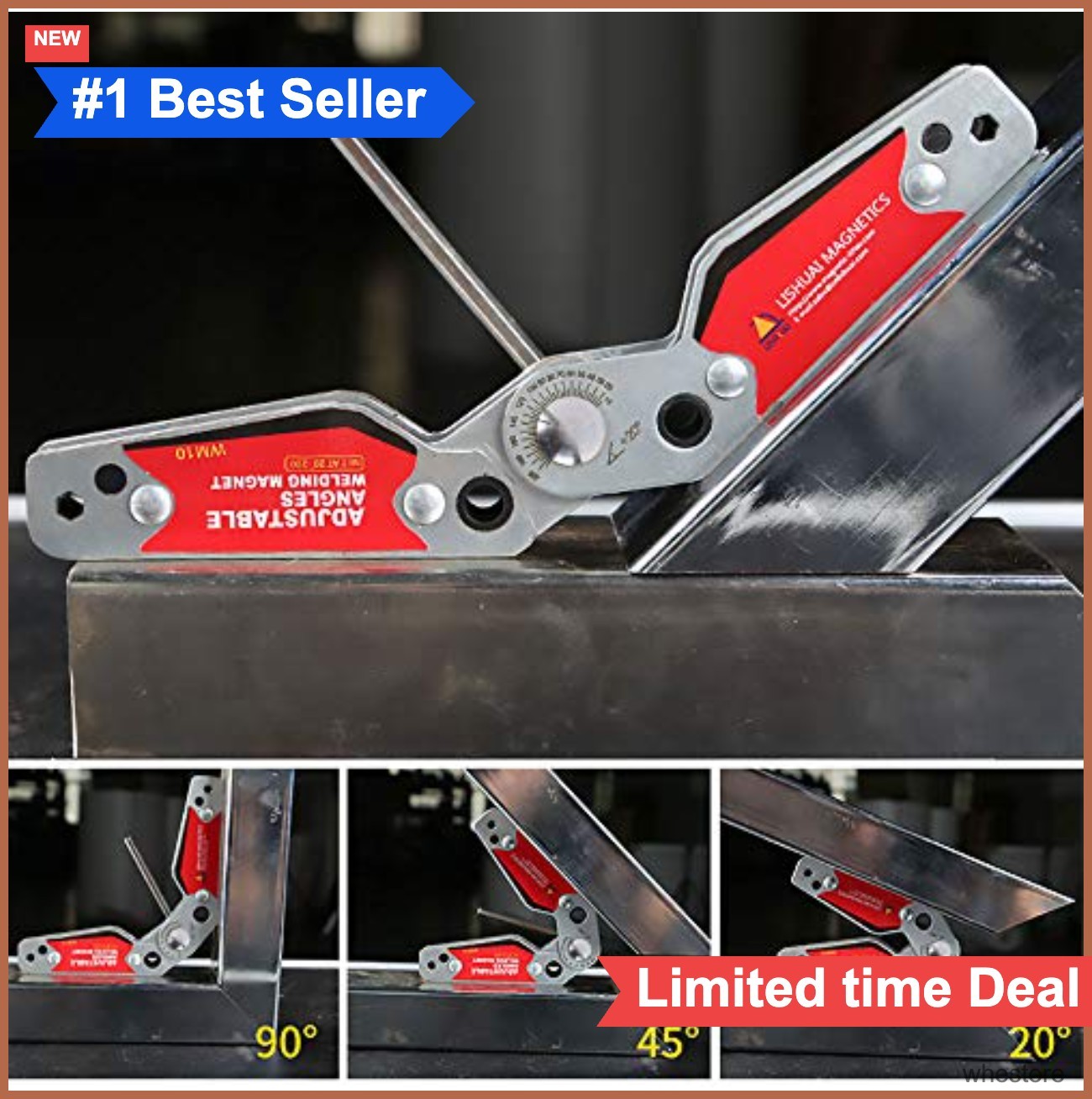 Adjustable Angle Welding Magnet 20-200 Degree 77 Lbs Holding Force Neodymium