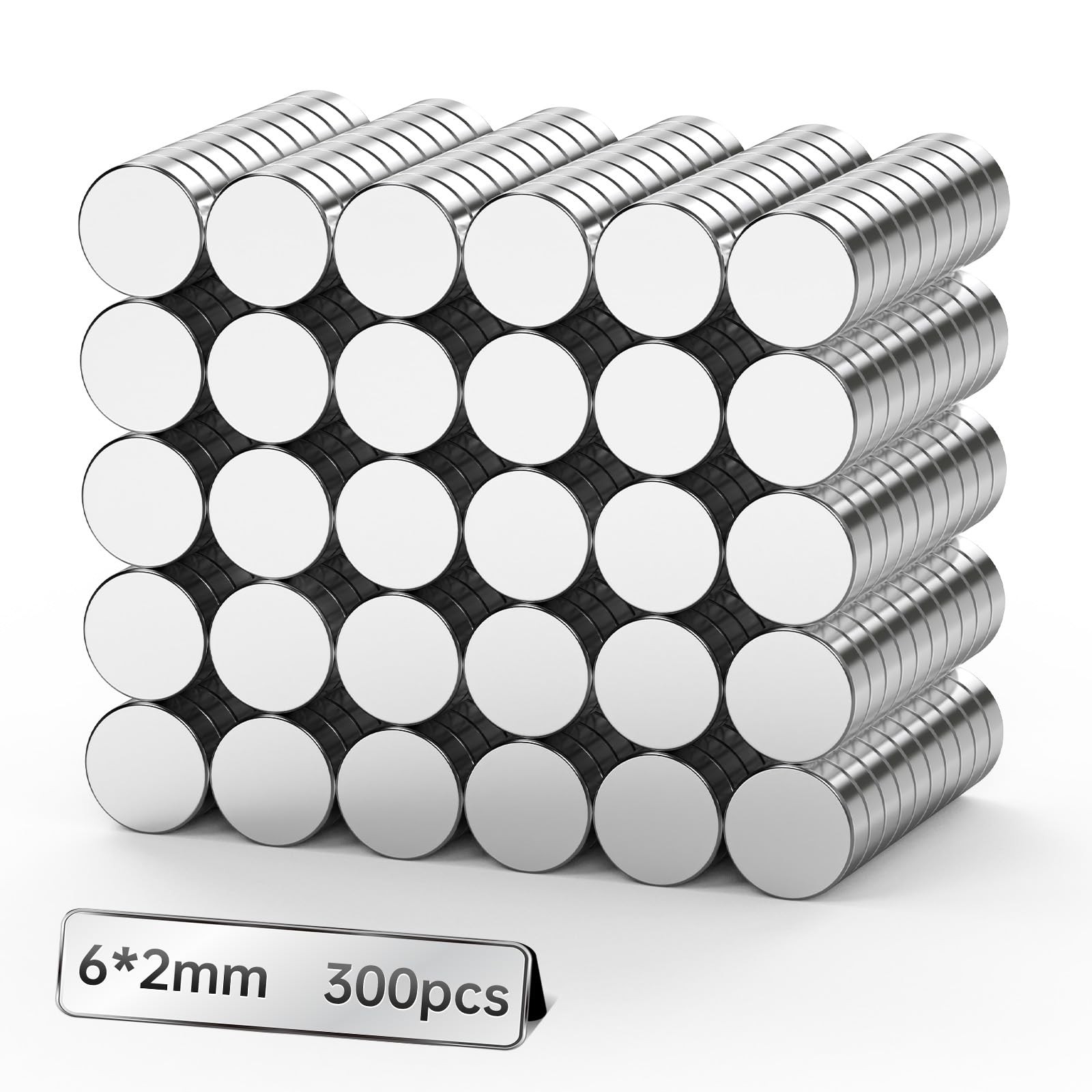 AUWHEMITY 6x2mm Magnets for Crafts, 300PCS Small Strong 300PCS, silver