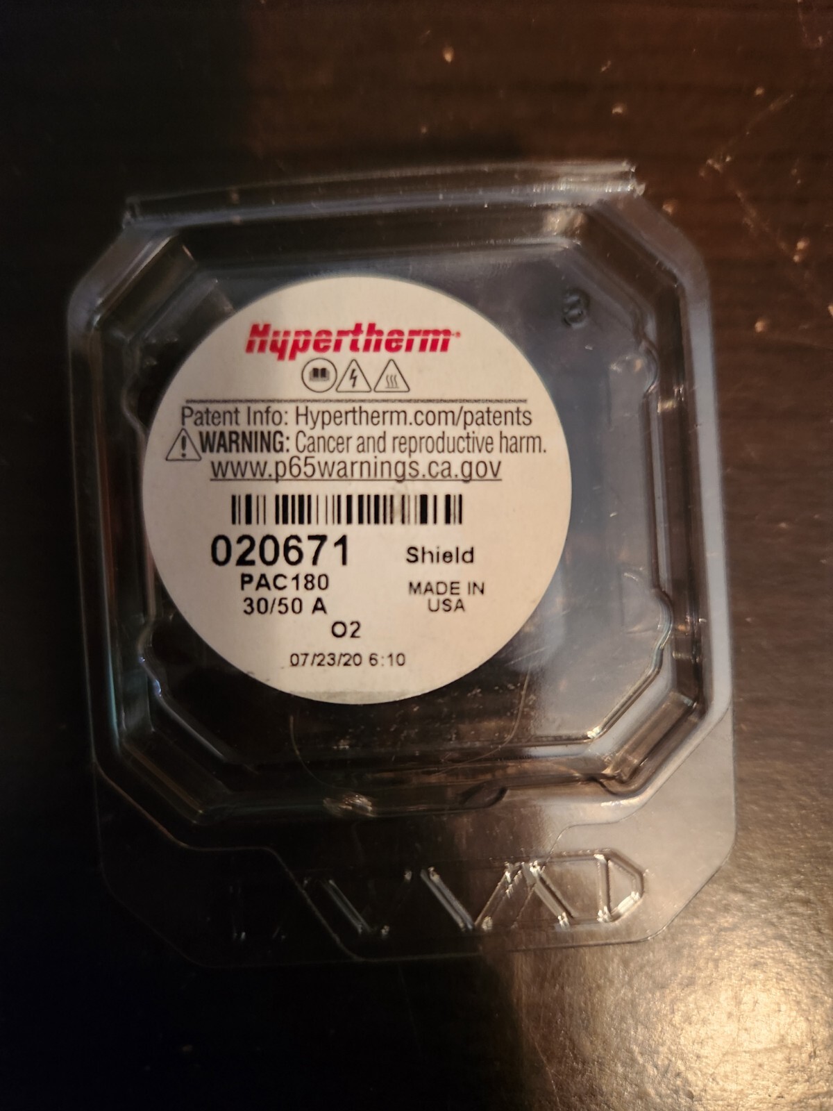 Hypertherm 020671 Shield 30-50A For PAC 180, Qty.1