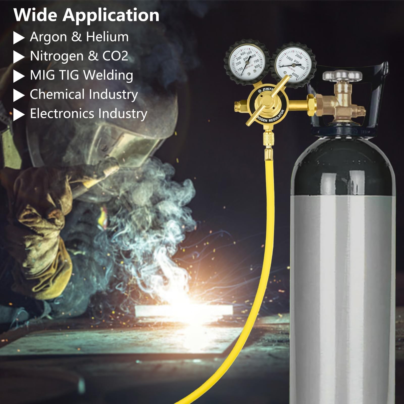 Nitrogen Regulator with 0-800PSI Delivery Pressure, 6.6Ft Hose CGA580 Inlet C…