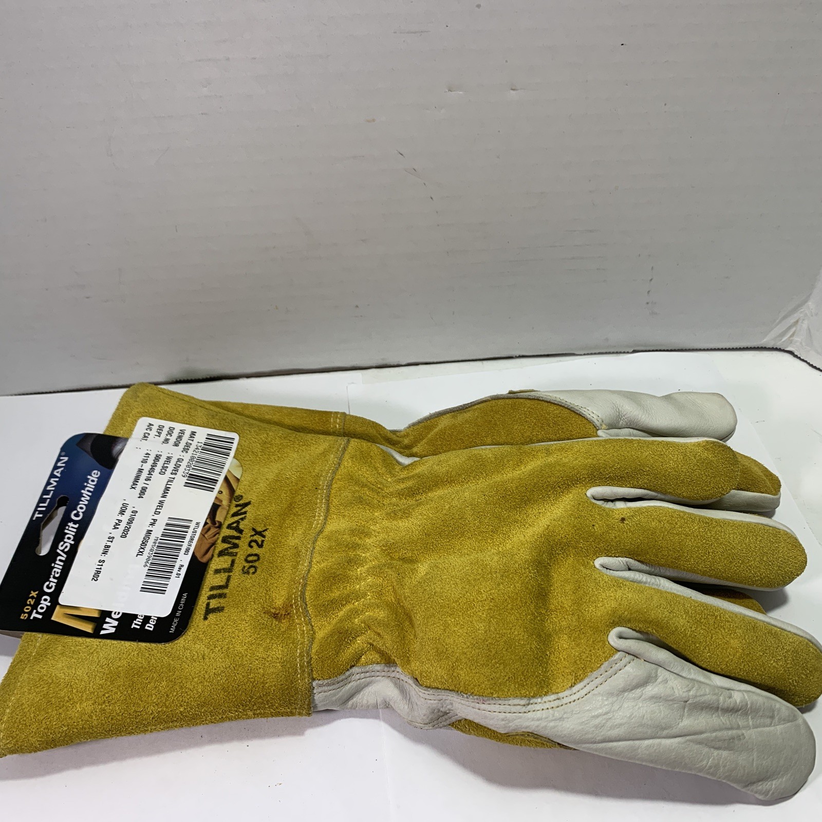 Tillman 502X 50 Welding Glove, Gauntlet Cuff, Wing Thumb, Premium Cowhide, 2XL
