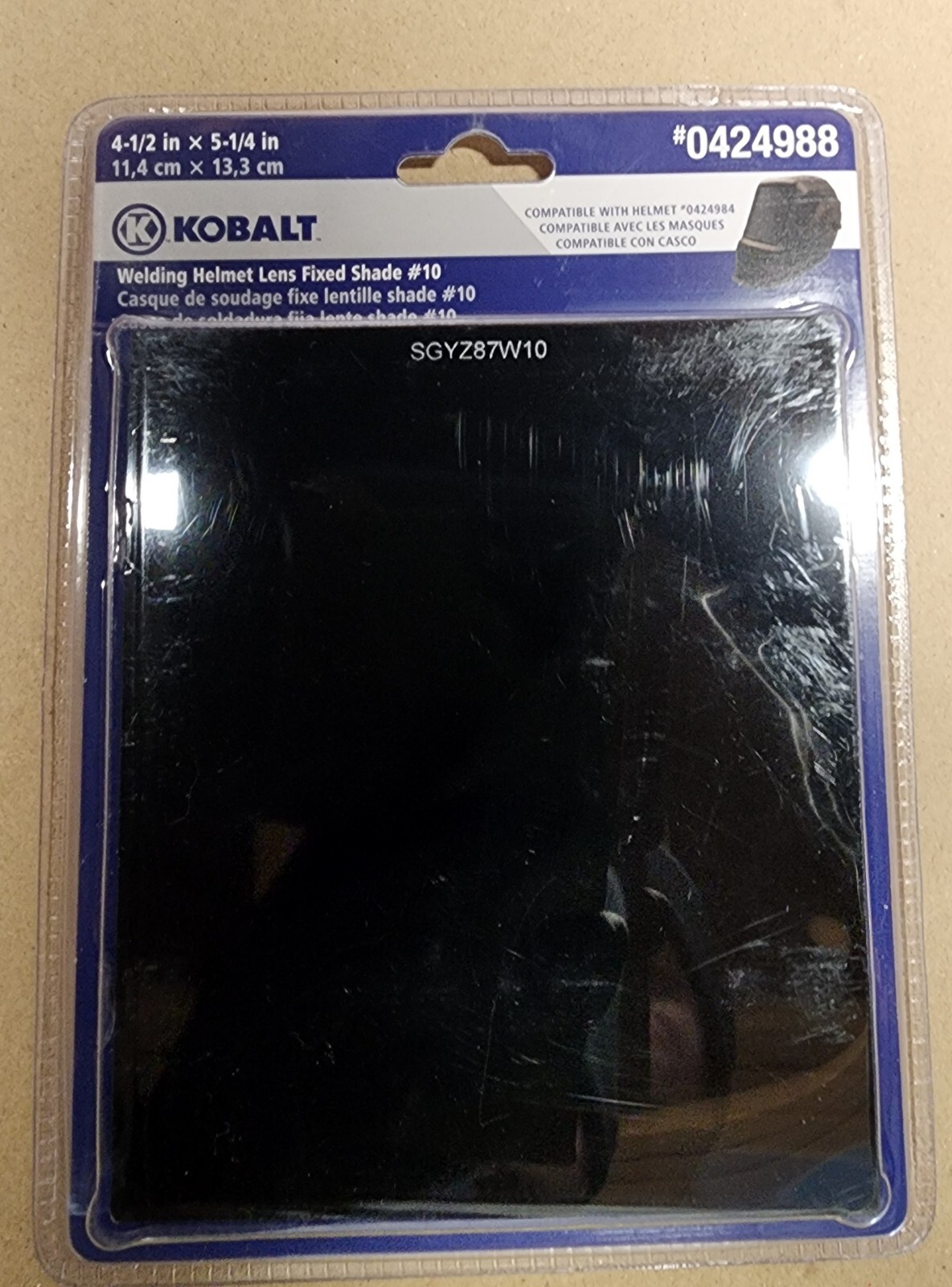 Kobalt Welding Helmet Lens Fixed Shade #10 Compatible with 0424984