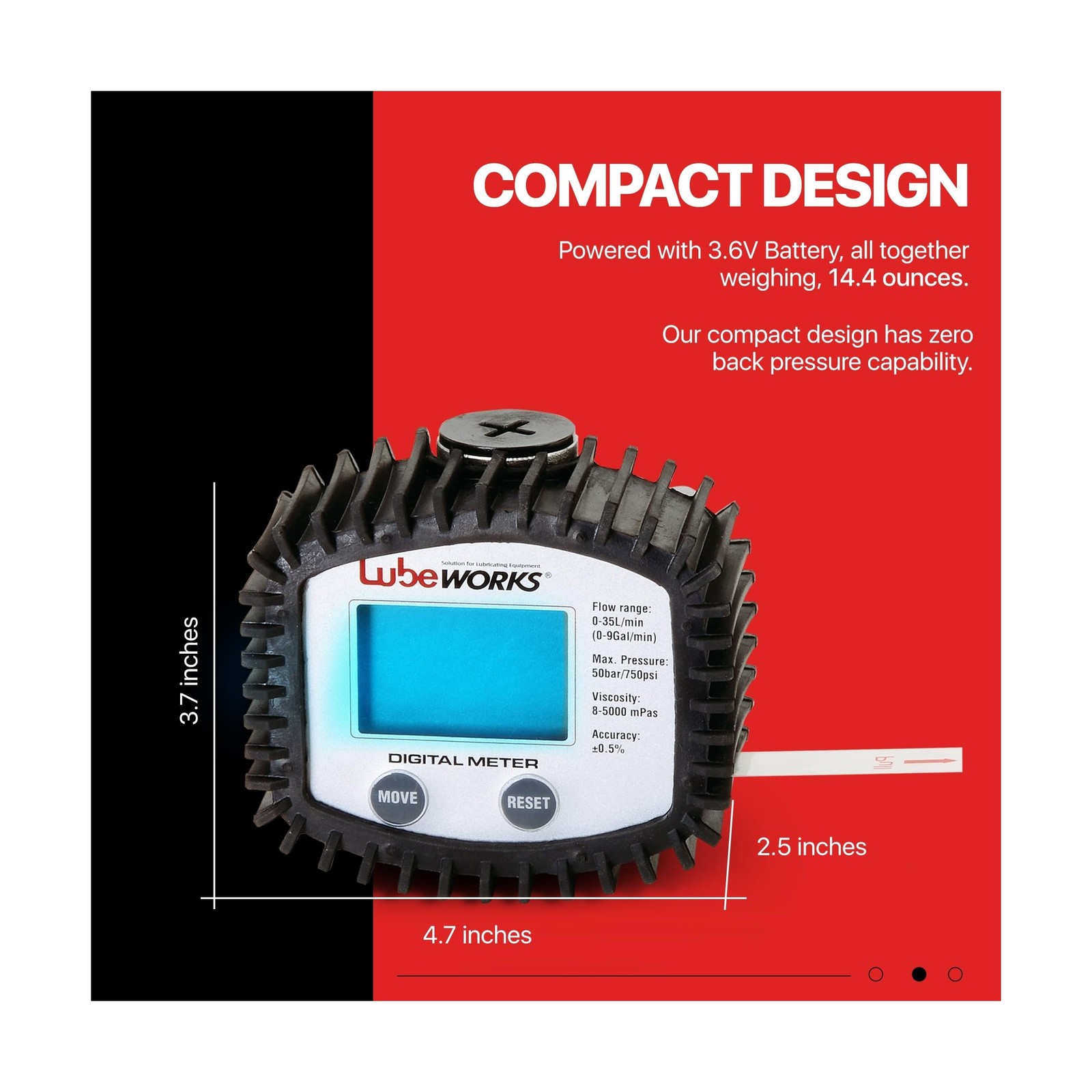 Lubeworks Oil Control Meter Digital 1-35lpm / 1-10gpm Heavy Duty 3V Batter Po…
