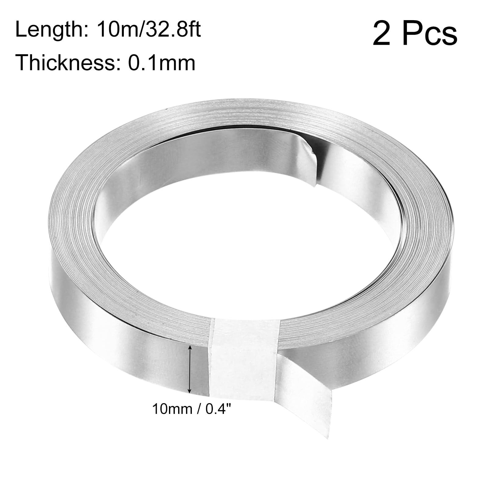 MECCANIXITY 2 Roll 10 Meter Nickel-Plated Steel Strip, Connecting 10mmx0.1mm