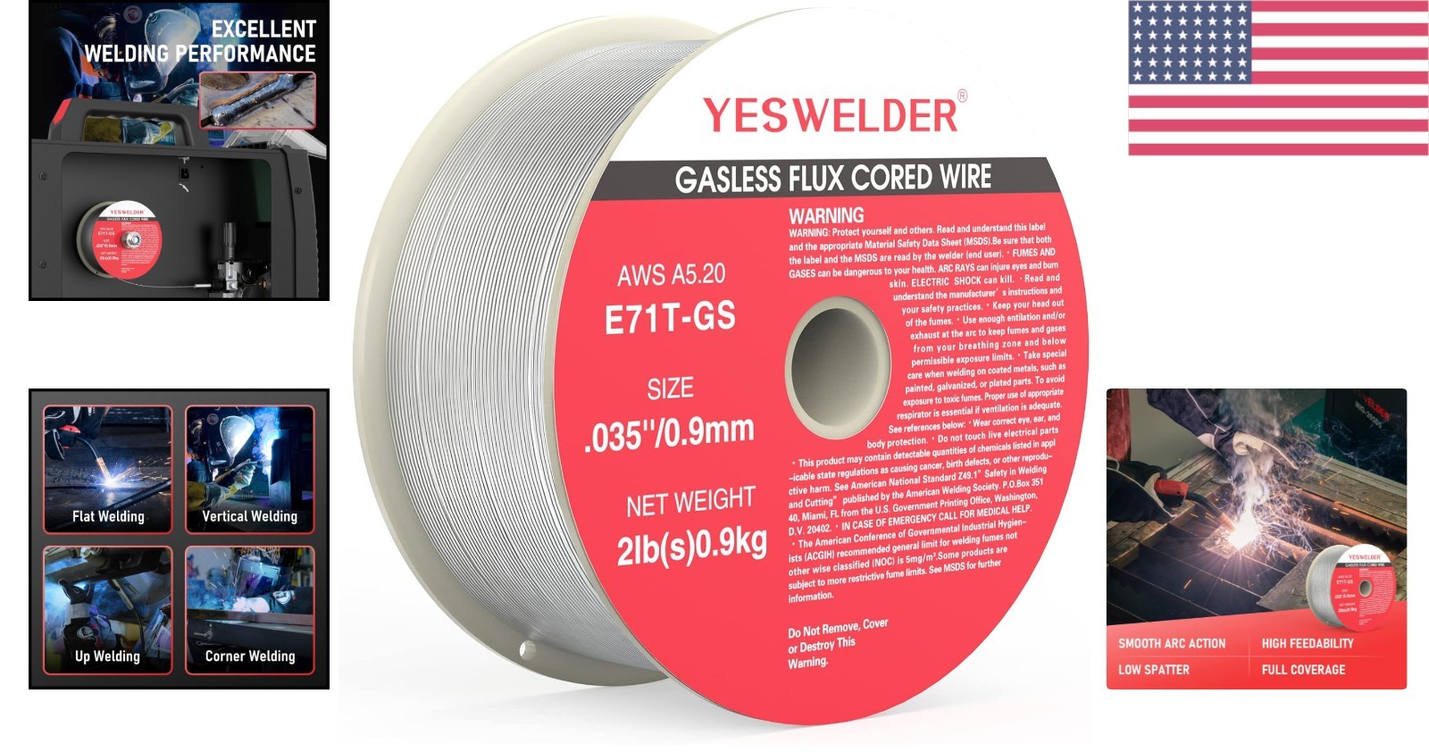 Versatile 2 Lb Flux Core MIG Wire 0.035 in for Multiple Metals with Low Spatter