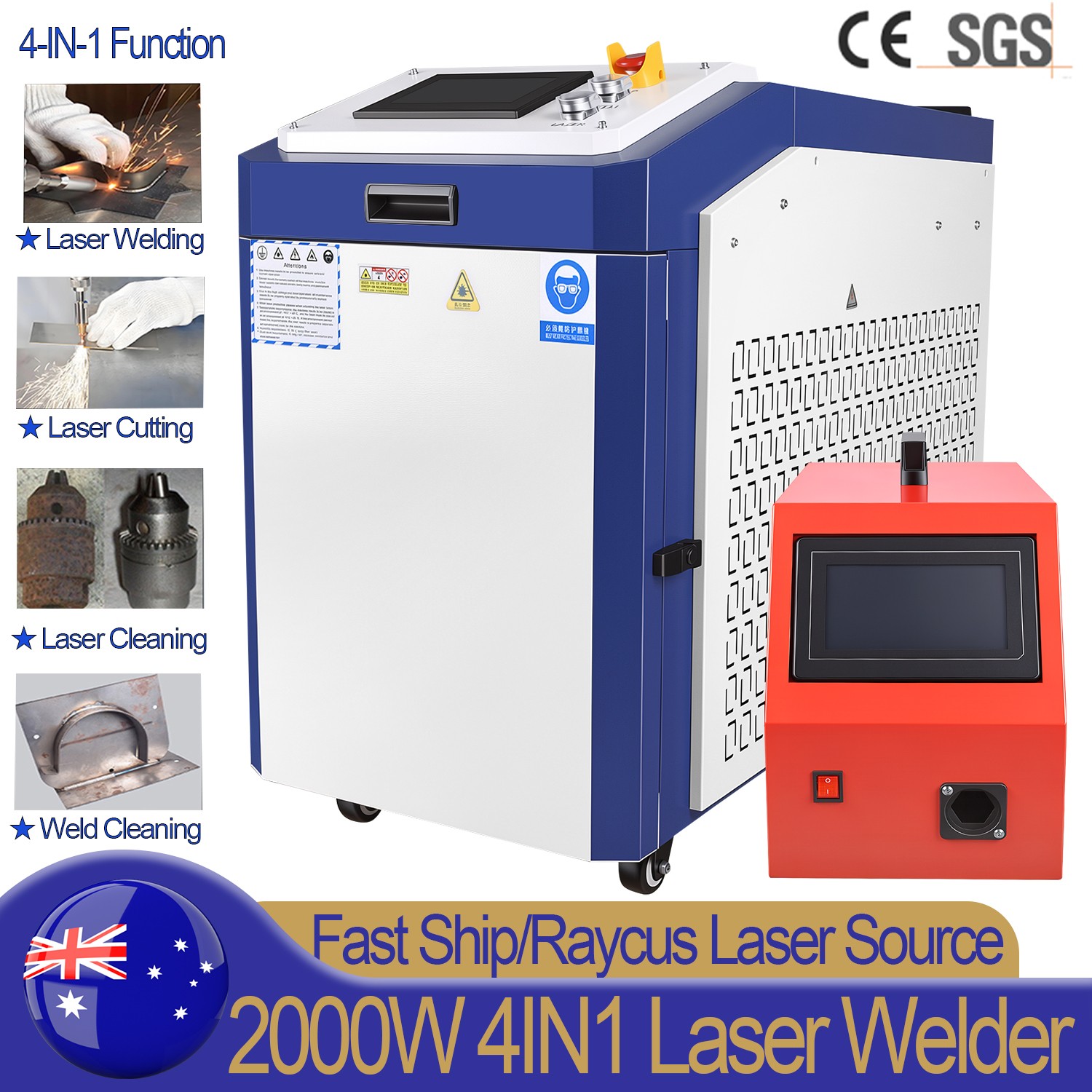 Raycus 2000W 4-IN-1 Handheld Laser Welder Machine Metal Welding Cutting Cleaning
