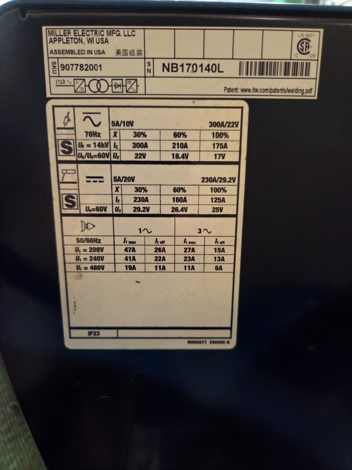 Miller Syncrowave 300 (Latest Model) TIG Runner Package AC/DC Pulse 548 Hours