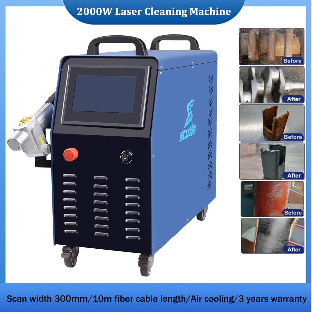 2000W Handheld Fiber Laser Cleaning Machine for Rust Oil Paint Removal Tire