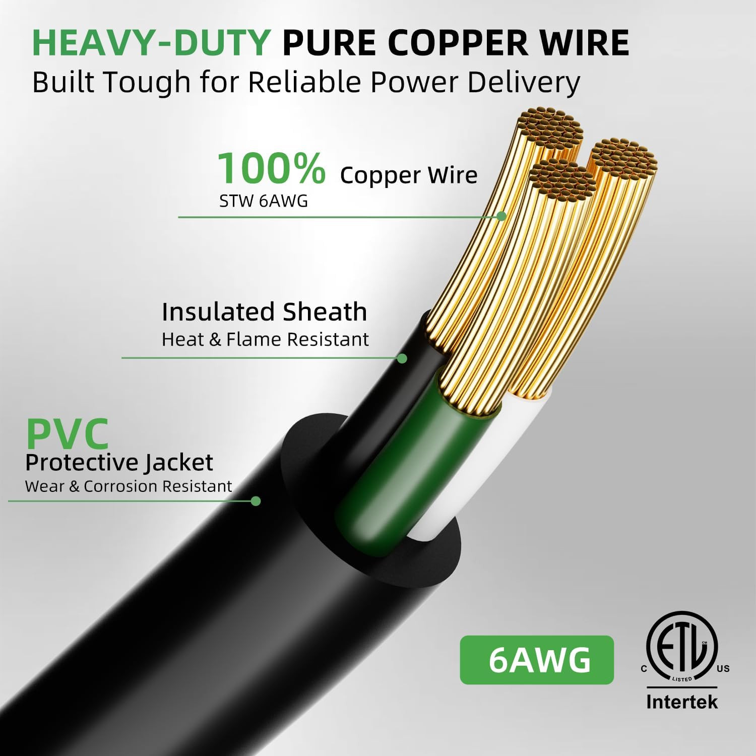 NEMA 14-50P to 6-50R Welder Adapter Cord 1.5FT, 50A Heavy Duty STW 6 AWG, 4-Pron