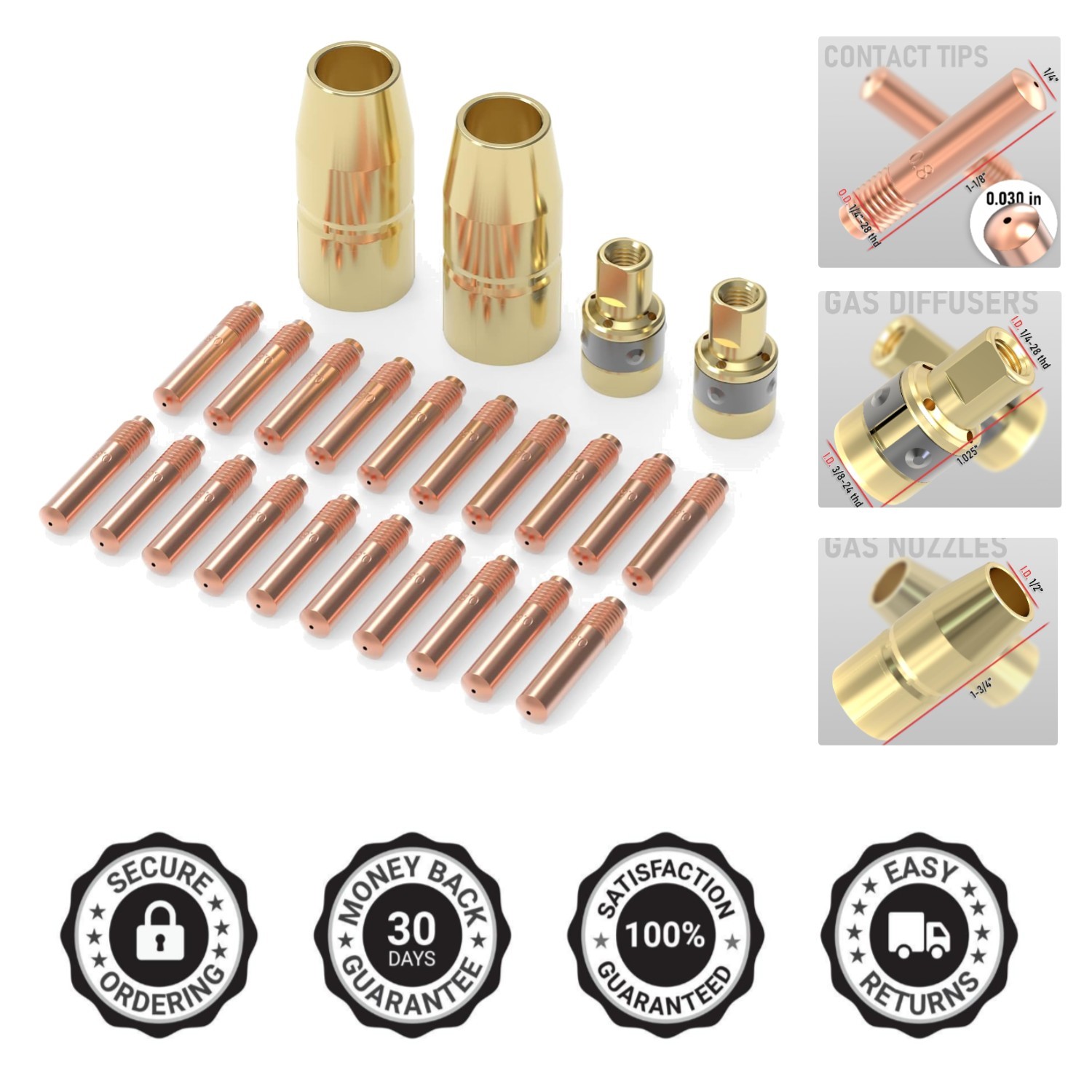 Versatile MIG Welding Accessory Kit for Miller M-100/150 & Hobart H-9/10 – .030″