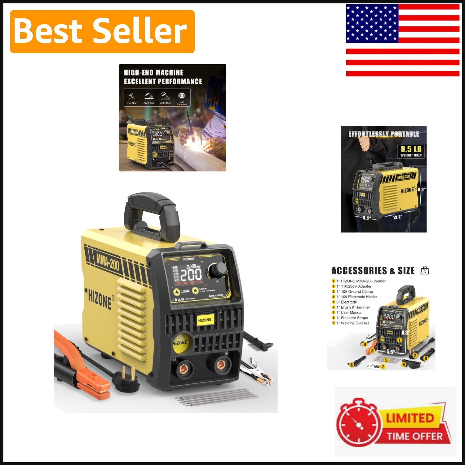 2-in-1 200A ARC Stick Welder – 110V/220V with Accessories for Versatile Welding