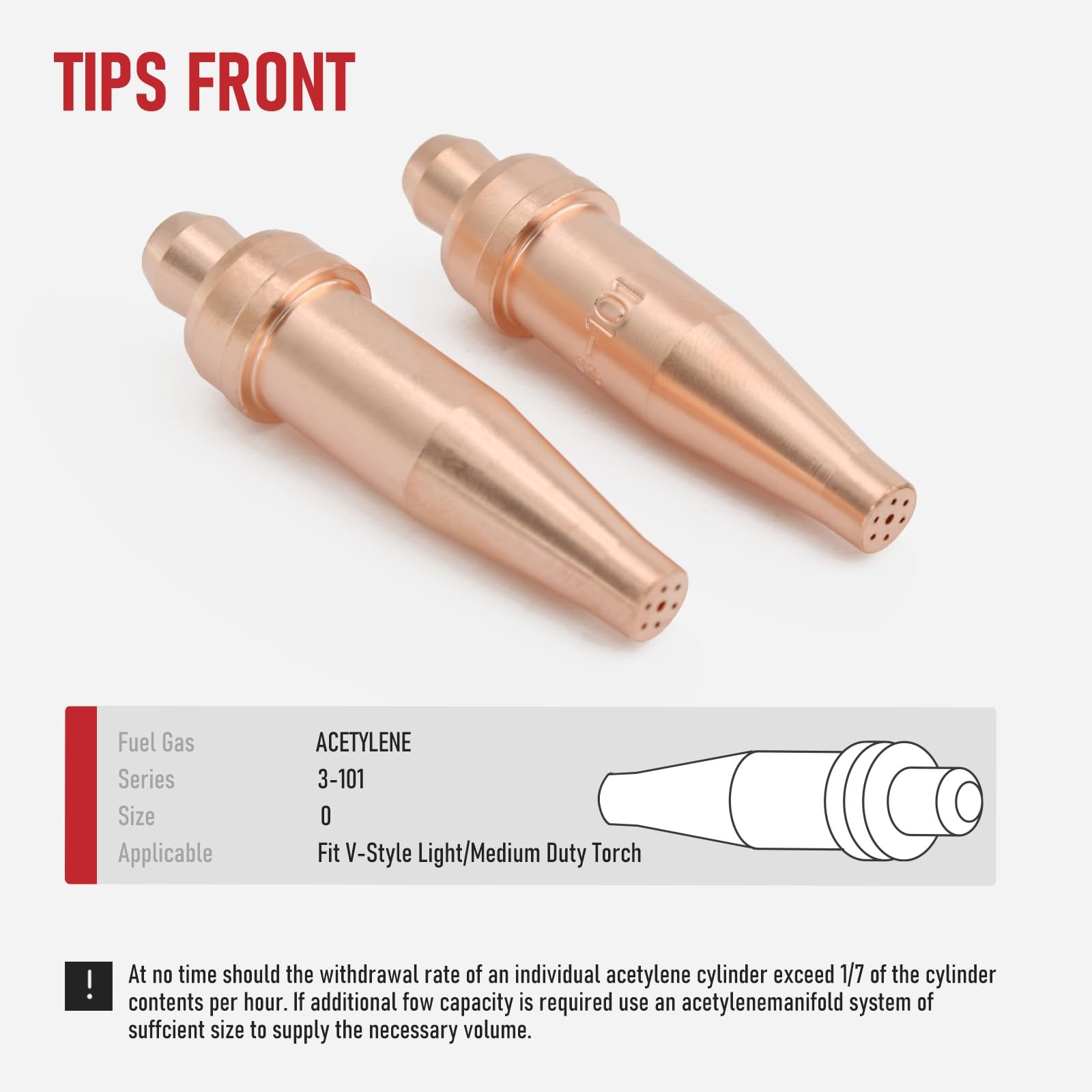 RX WELD 0-3-101 Acetylene Cutting Torch Tips, Fit V-Style