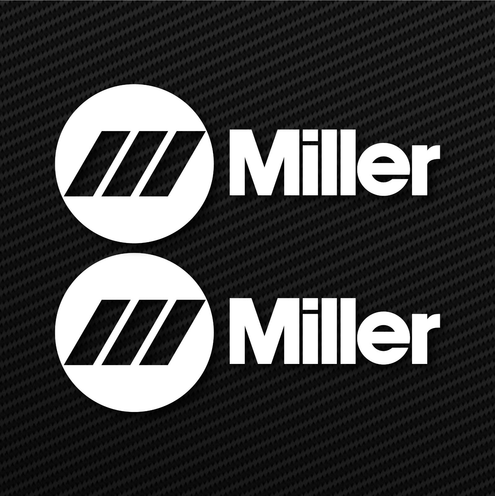 2X MILLER WELDER WIDE 8.5”x3.5” DECAL STICKER ORACAL651 USA MADE WHITE VINYL