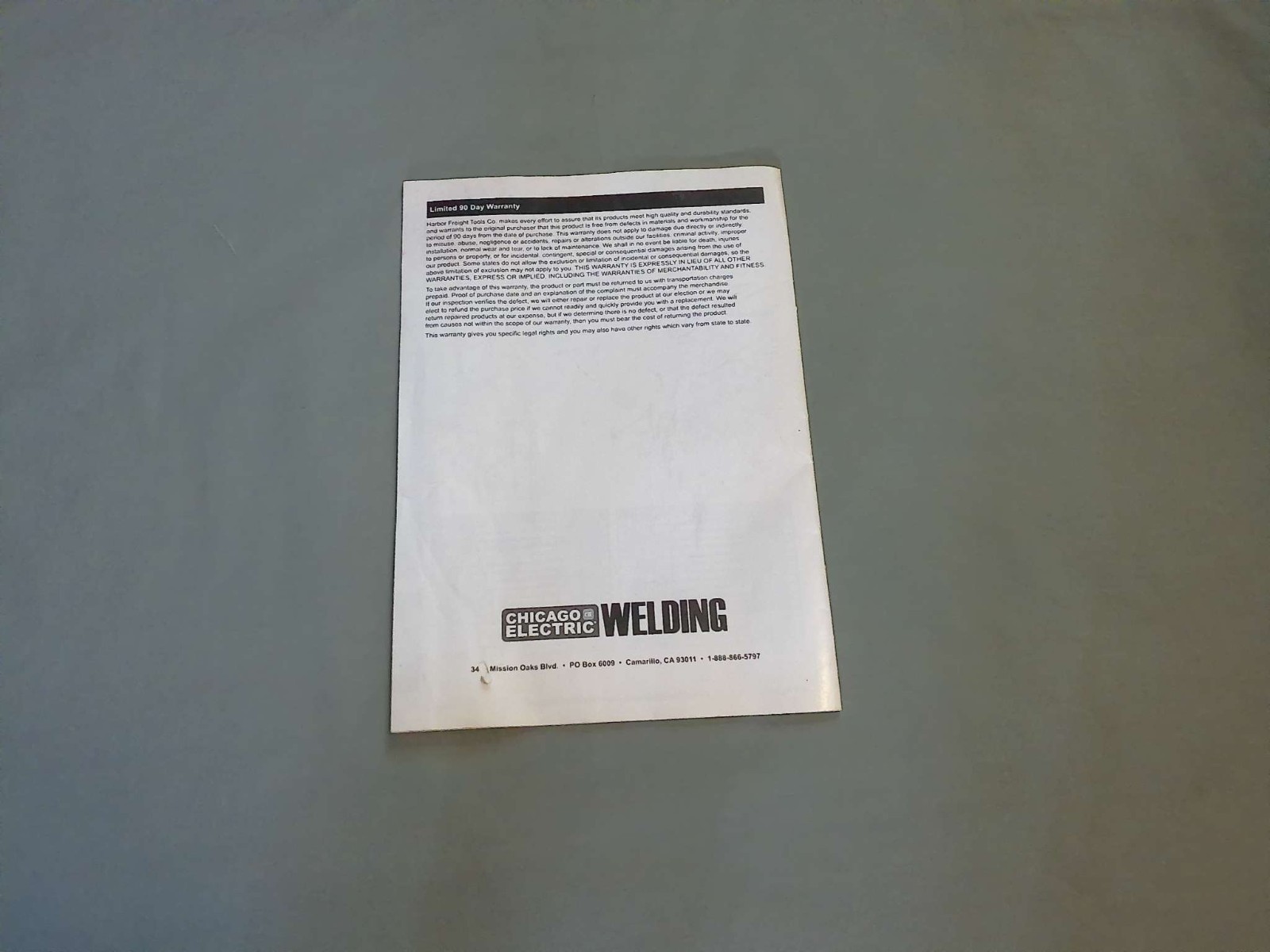 2008 Chicago Electric Welding Oxygen & Acetylene Welder Kit Instruction Booklet