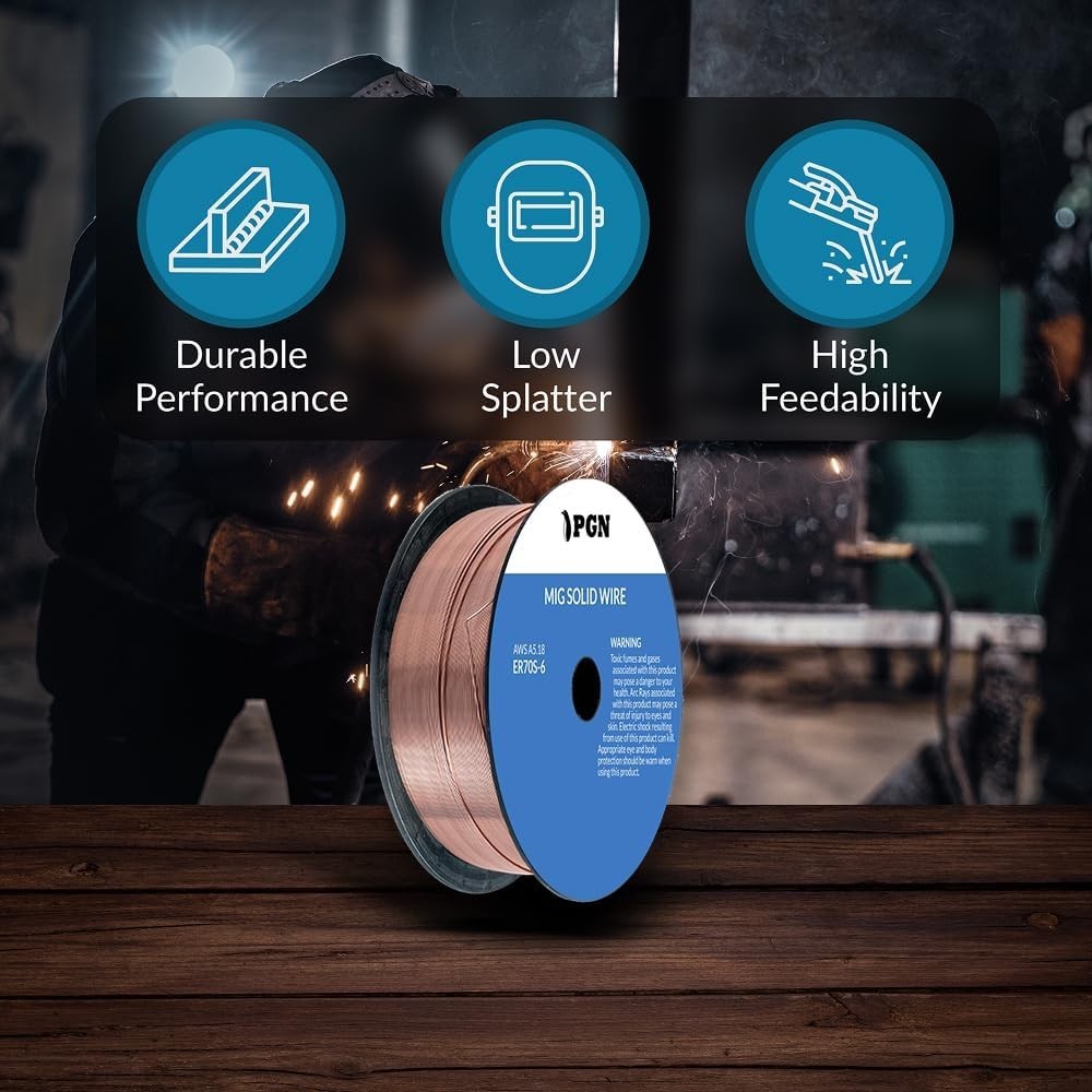 Solid MIG Welding Wire .035 Inch for Mild Steel – 2 Pound Spool Low Splatter