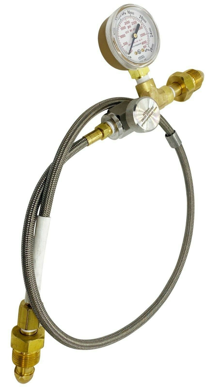 Helium Transfill Hose Adaptor CGA580 to CGA580 36″ w/ bleed valve