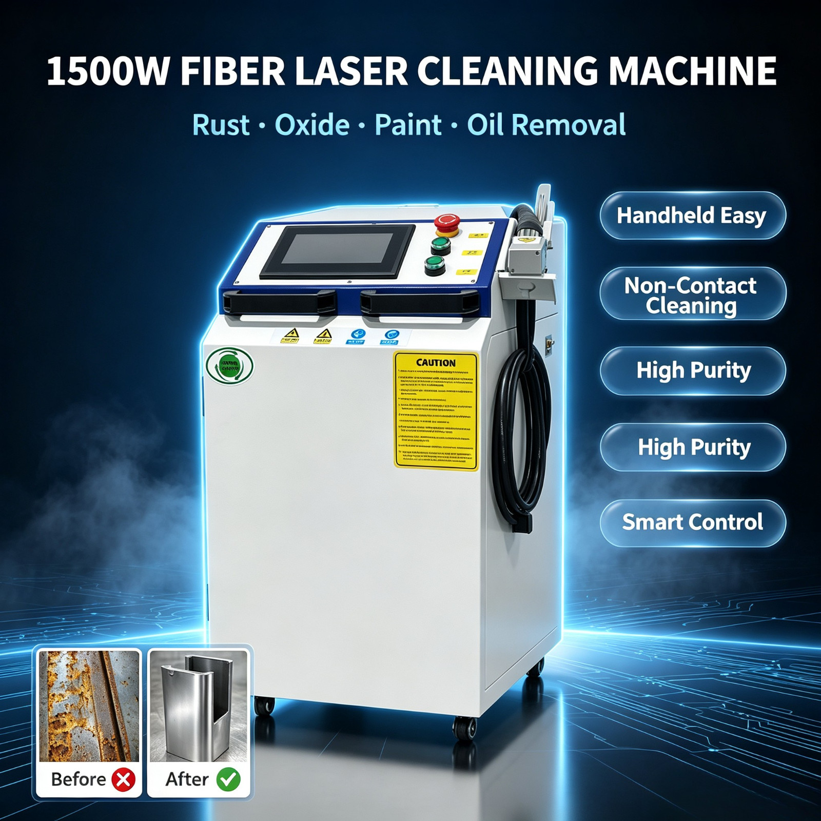 1500W Handheld Fiber Laser Cleaner Metal Rust Oxide Paint Stripping Machine FDA