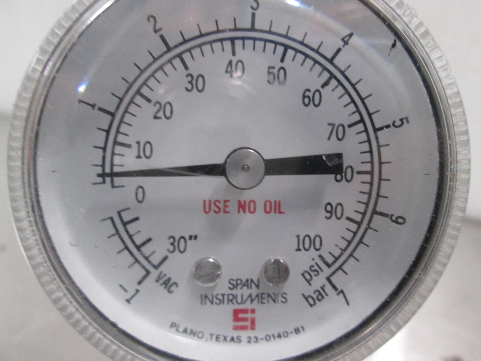 Veriflo Gas Regulator Assy, IR401S-4PB-V1-4, w/ 30-0-100 PSI Gauge, Used
