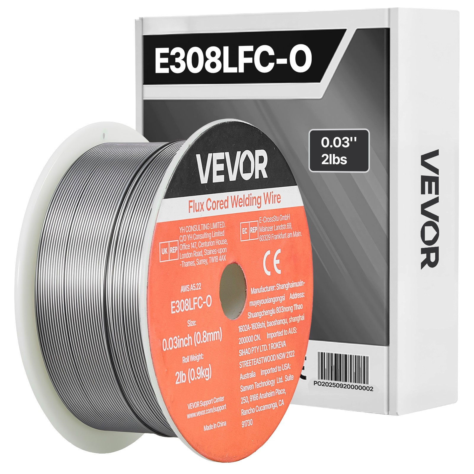 VEVOR Flux Core MIG Welding Wire E308LFC-O 0.03″ 2LBS Gasless MIG Welding Wire