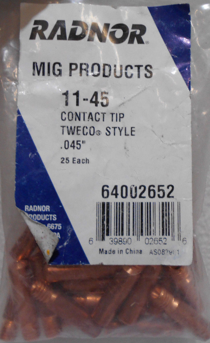 Lot / Bag of 25 Radnor 11-45 .045″ Standard Duty Contact Tips