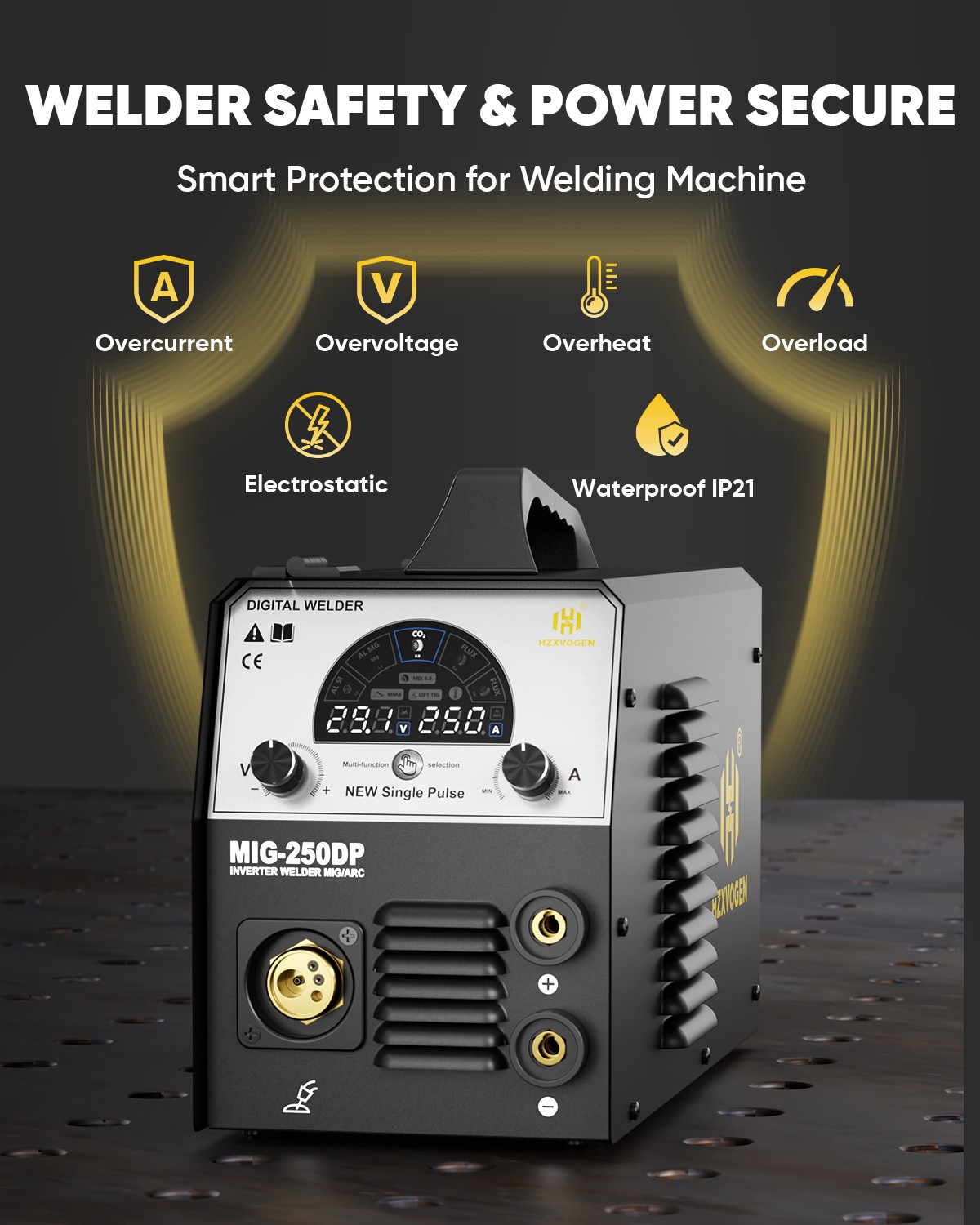 250 Aluminum MIG Welder MMA TIG MIG Welding Machine 110V/220V Gas/Gasless IGBT