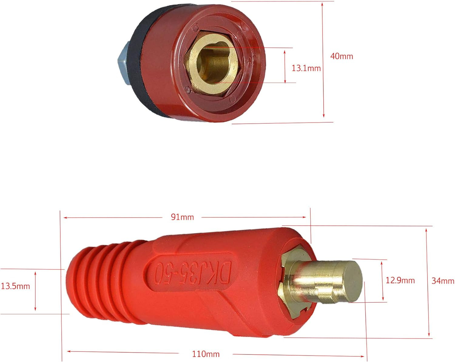 RIVERWELD TIG Welding Cable Panel Connector Plug & Socket Set DKJ35-50 & DKZ35-5