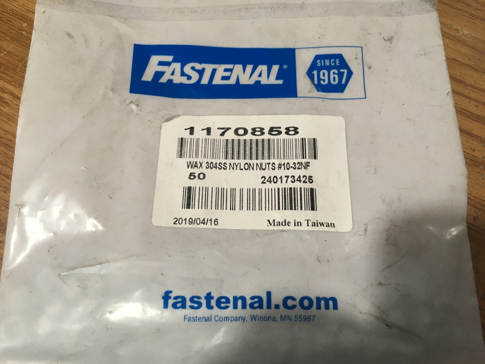 (50) #10-32 Grade 18-8 NM Stainless Steel Nylon Insert Lock Nut