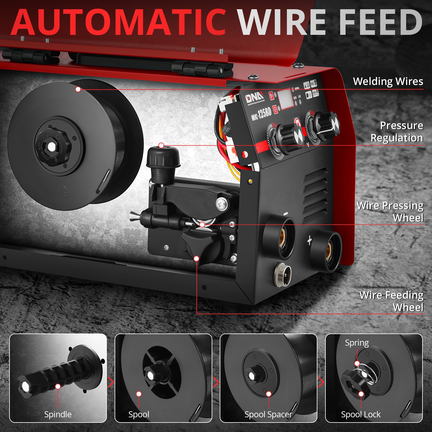 3-IN-1 for Various Metal Materials Lightweight TIG/MMA/MIG-Welder Machine Red
